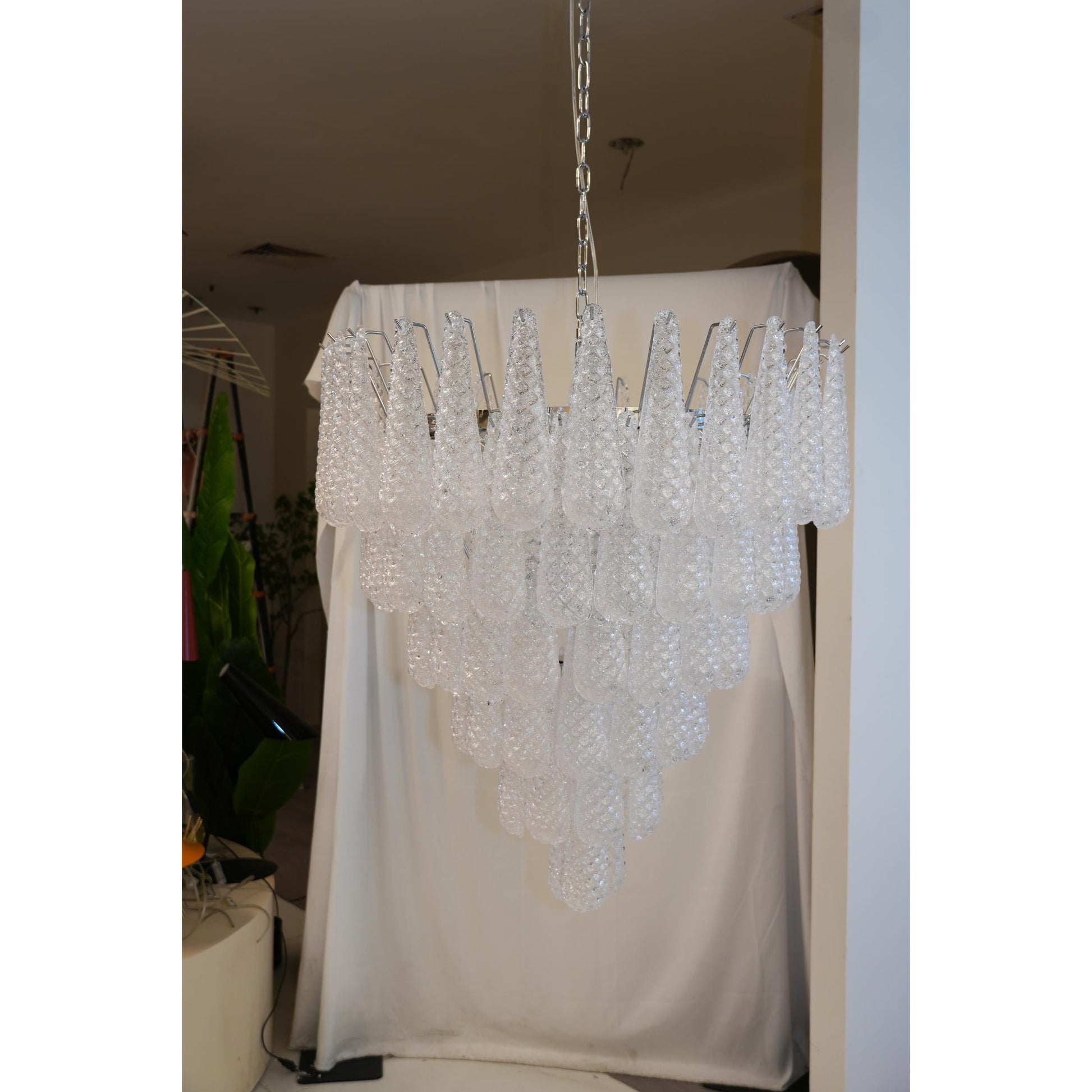 Inset Premium Drop Murano Metal Glass Chandelier - Lamp Copper