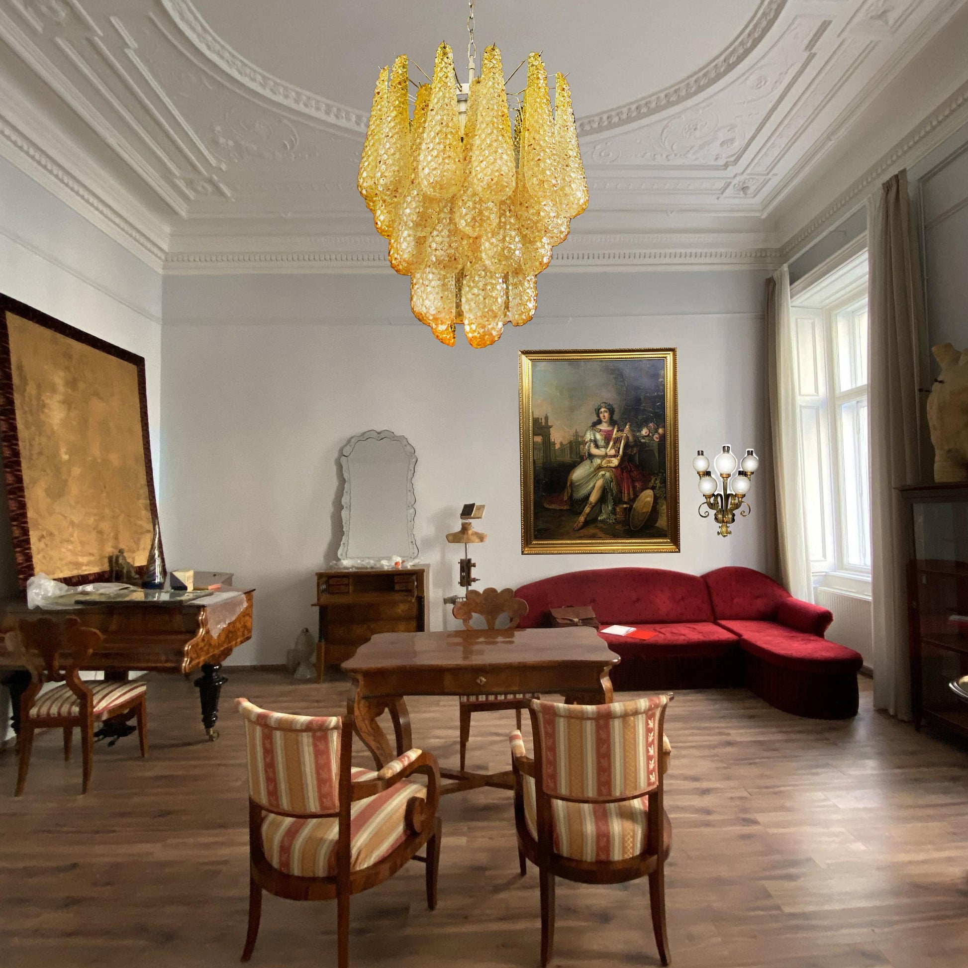 Inset Premium Drop Murano Metal Glass Chandelier - Lamp Copper