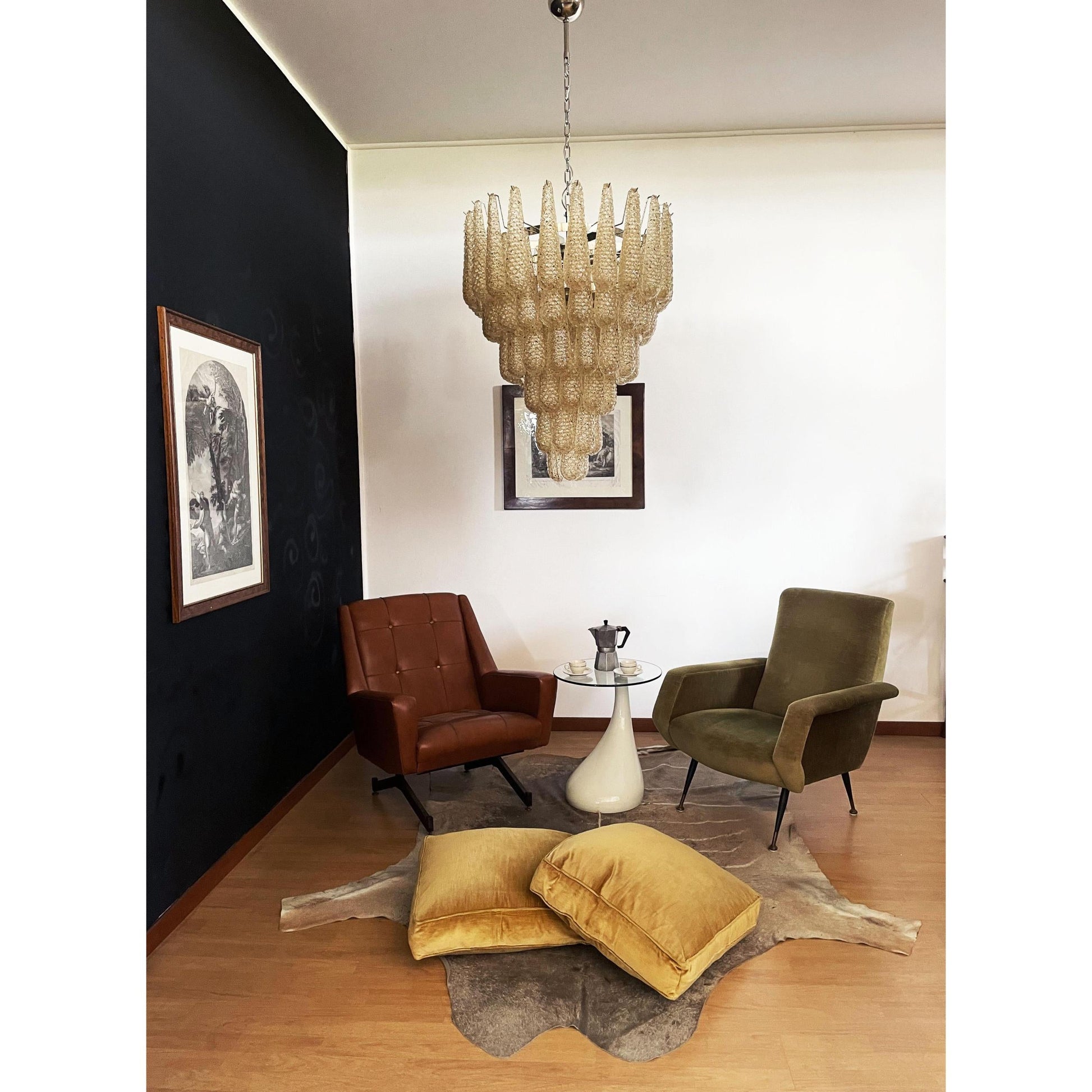 Inset Premium Drop Murano Metal Glass Chandelier - Lamp Copper