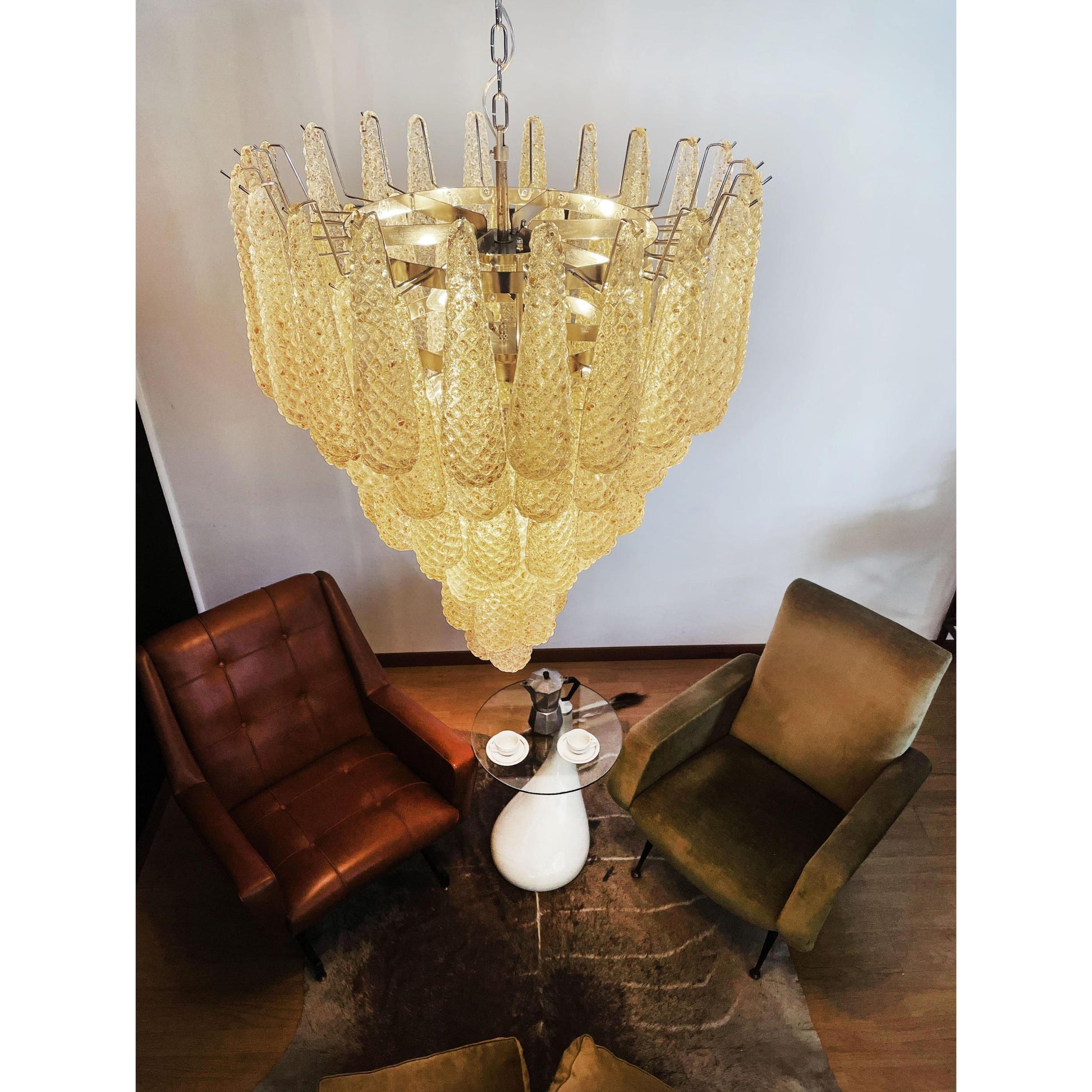 Inset Premium Drop Murano Metal Glass Chandelier - Lamp Copper