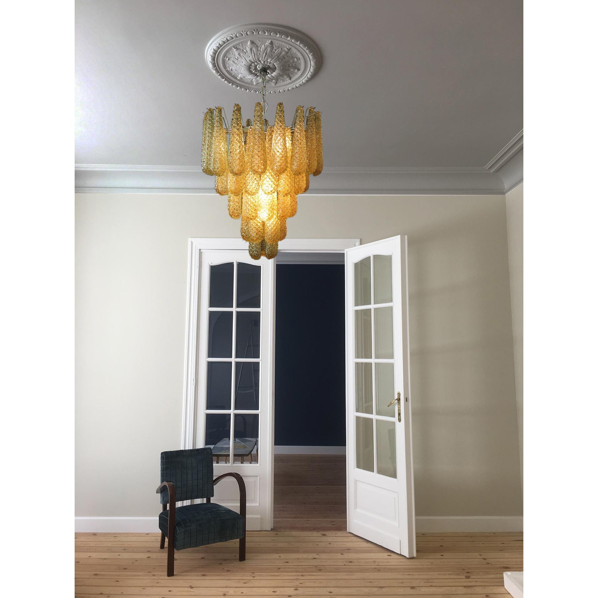 Inset Premium Drop Murano Metal Glass Chandelier - Lamp Copper