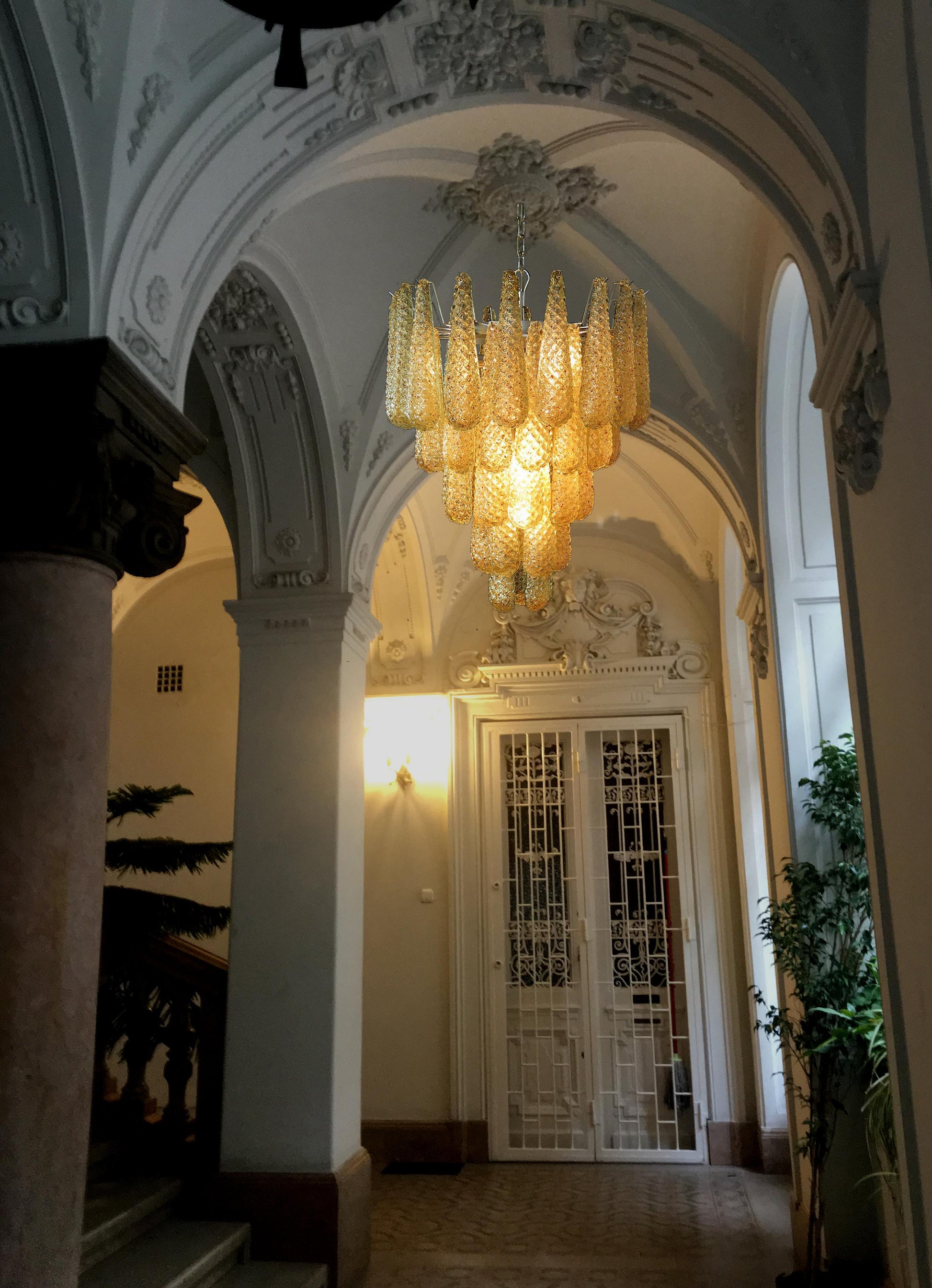 Inset Premium Drop Murano Metal Glass Chandelier - Lamp Copper