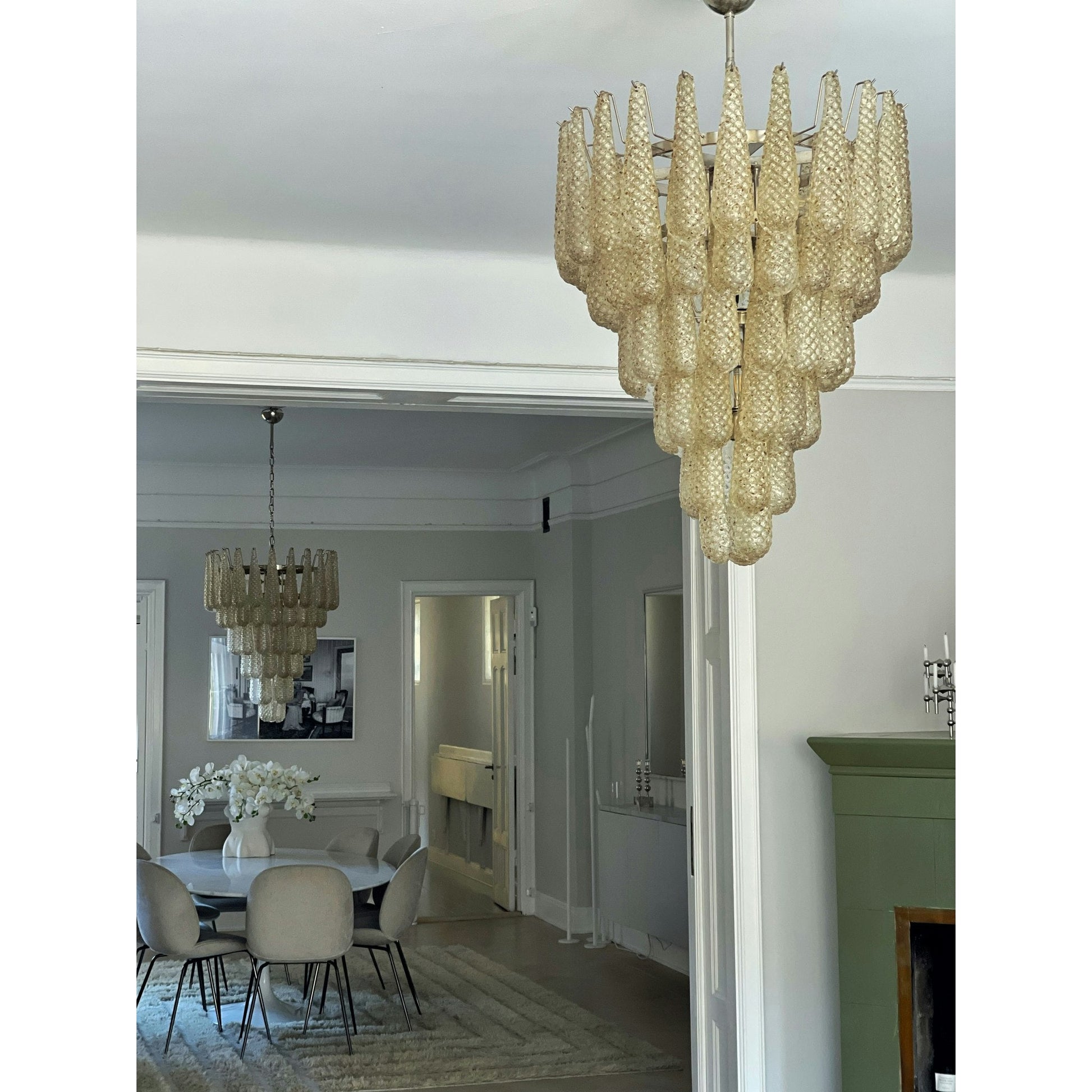 Inset Premium Drop Murano Metal Glass Chandelier - Lamp Copper