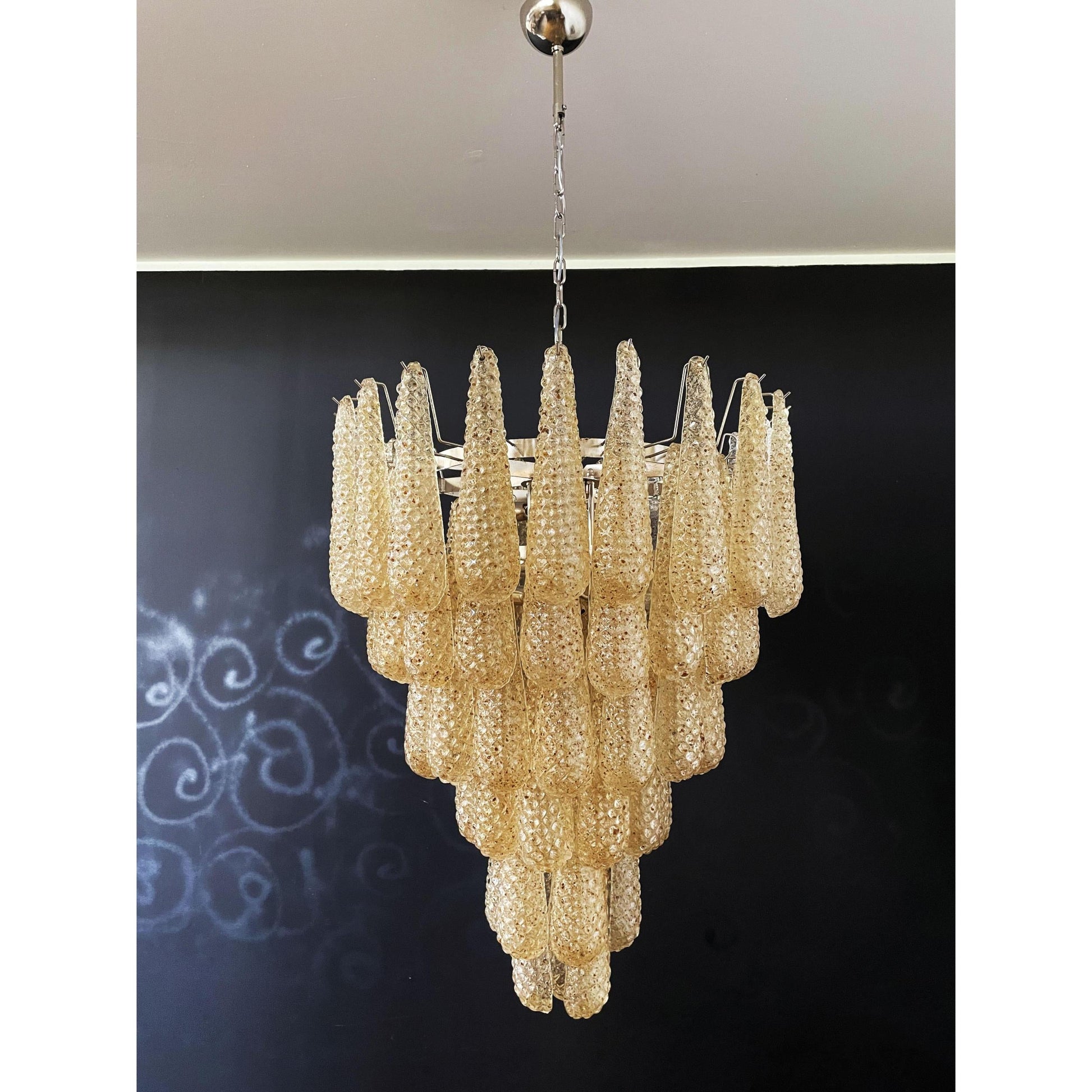 Inset Premium Drop Murano Metal Glass Chandelier - Lamp Copper