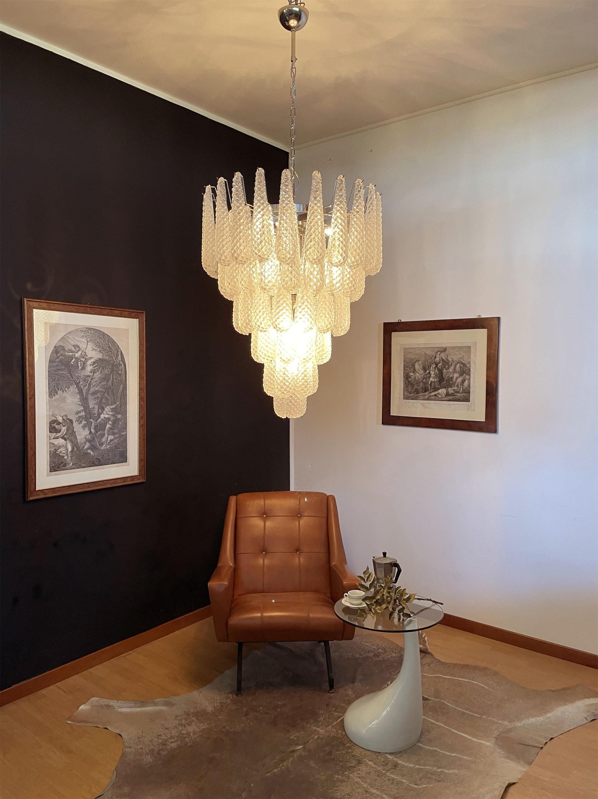 Inset Premium Drop Murano Metal Glass Chandelier - Lamp Copper