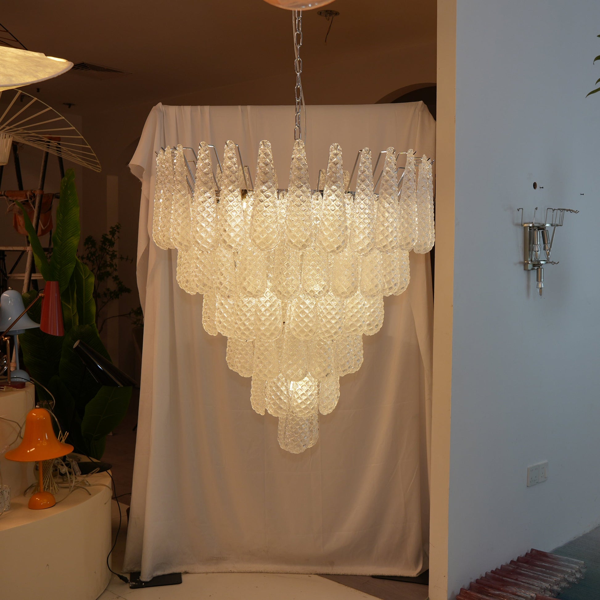 Inset Premium Drop Murano Metal Glass Chandelier - Lamp Copper