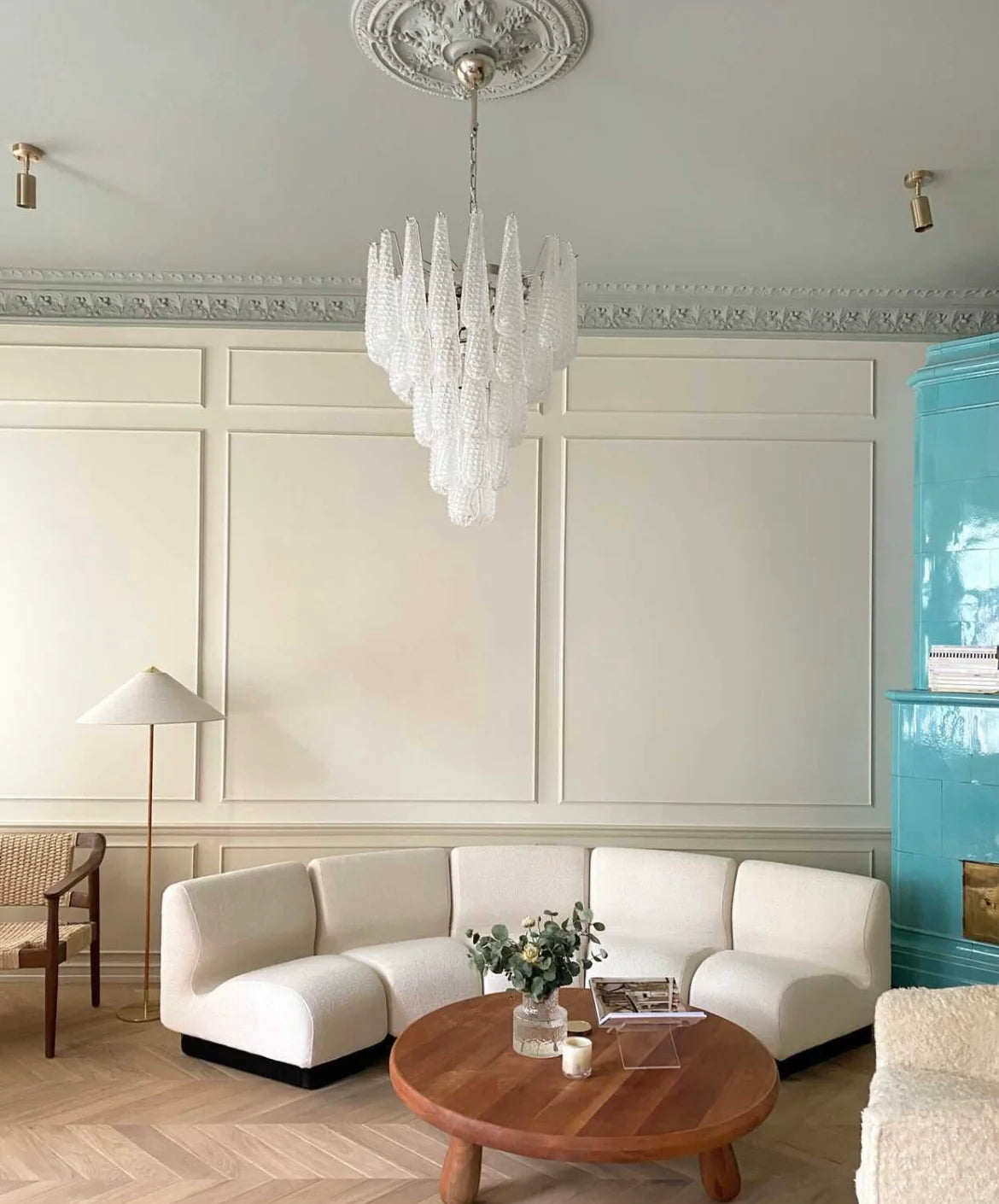 Inset Premium Drop Murano Metal Glass Chandelier - Lamp Copper