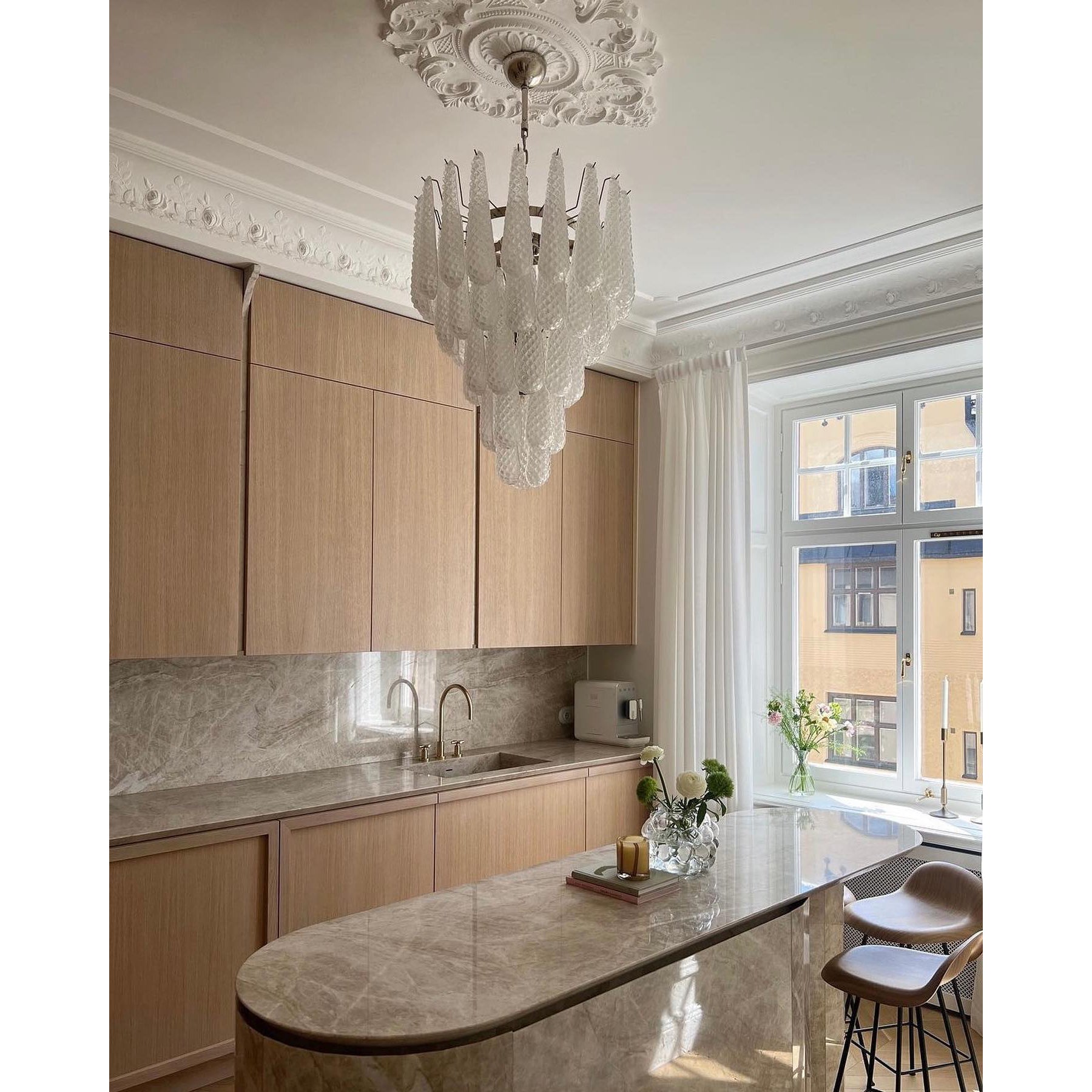 Inset Premium Drop Murano Metal Glass Chandelier - Lamp Copper