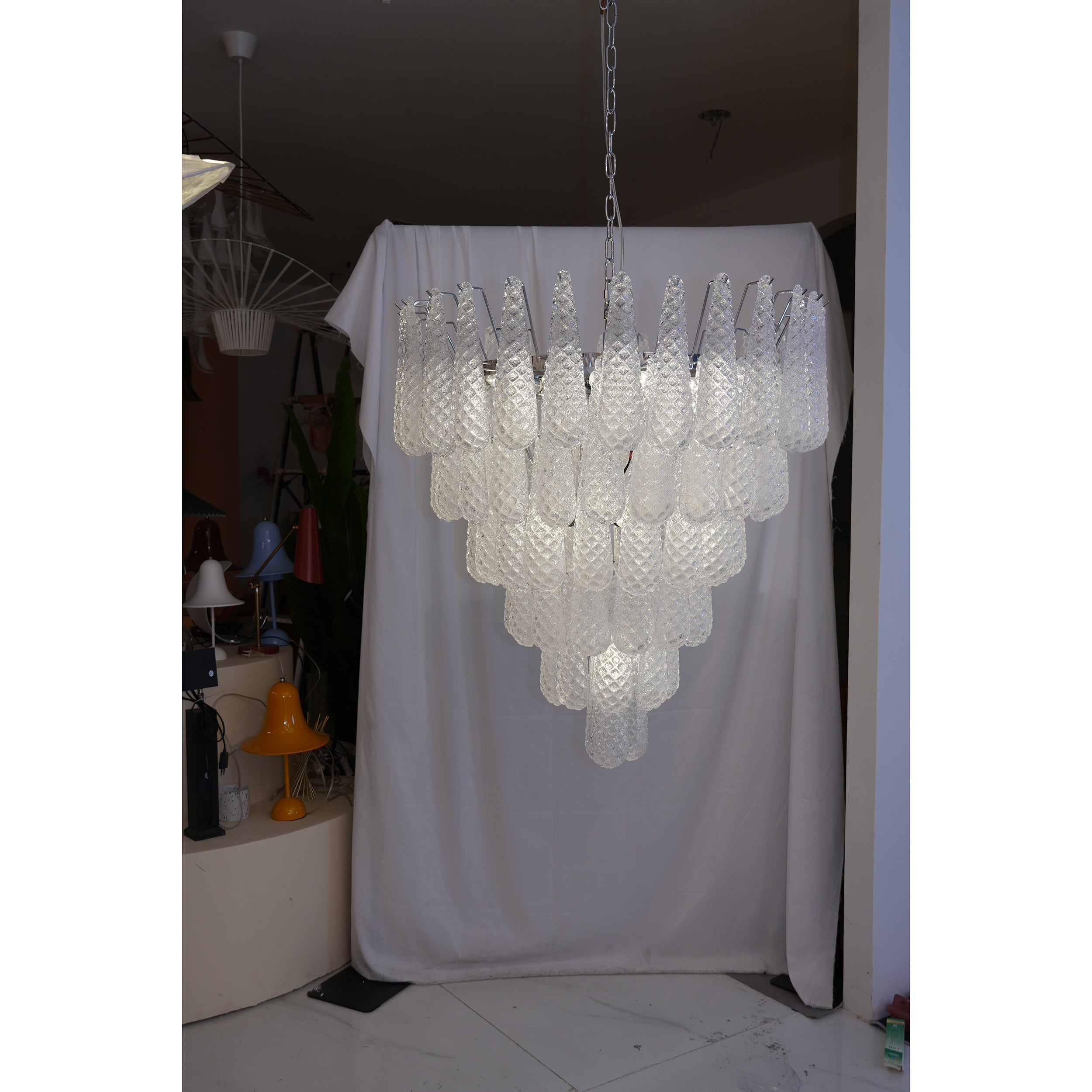 Inset Premium Drop Murano Metal Glass Chandelier - Lamp Copper