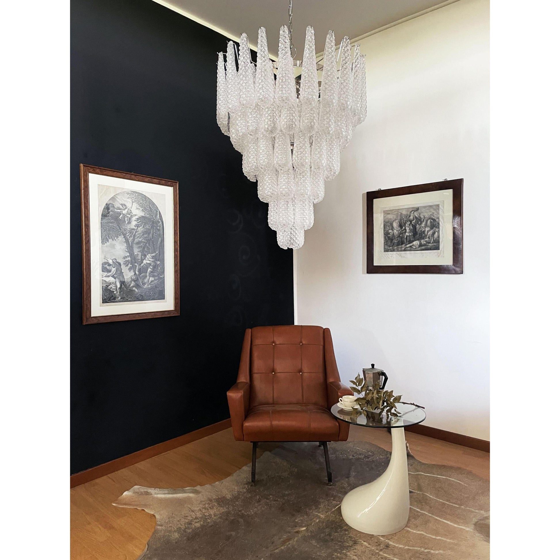Inset Premium Drop Murano Metal Glass Chandelier - Lamp Copper
