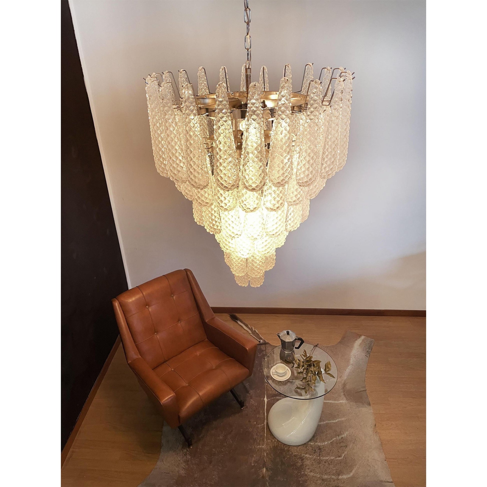 Inset Premium Drop Murano Metal Glass Chandelier - Lamp Copper