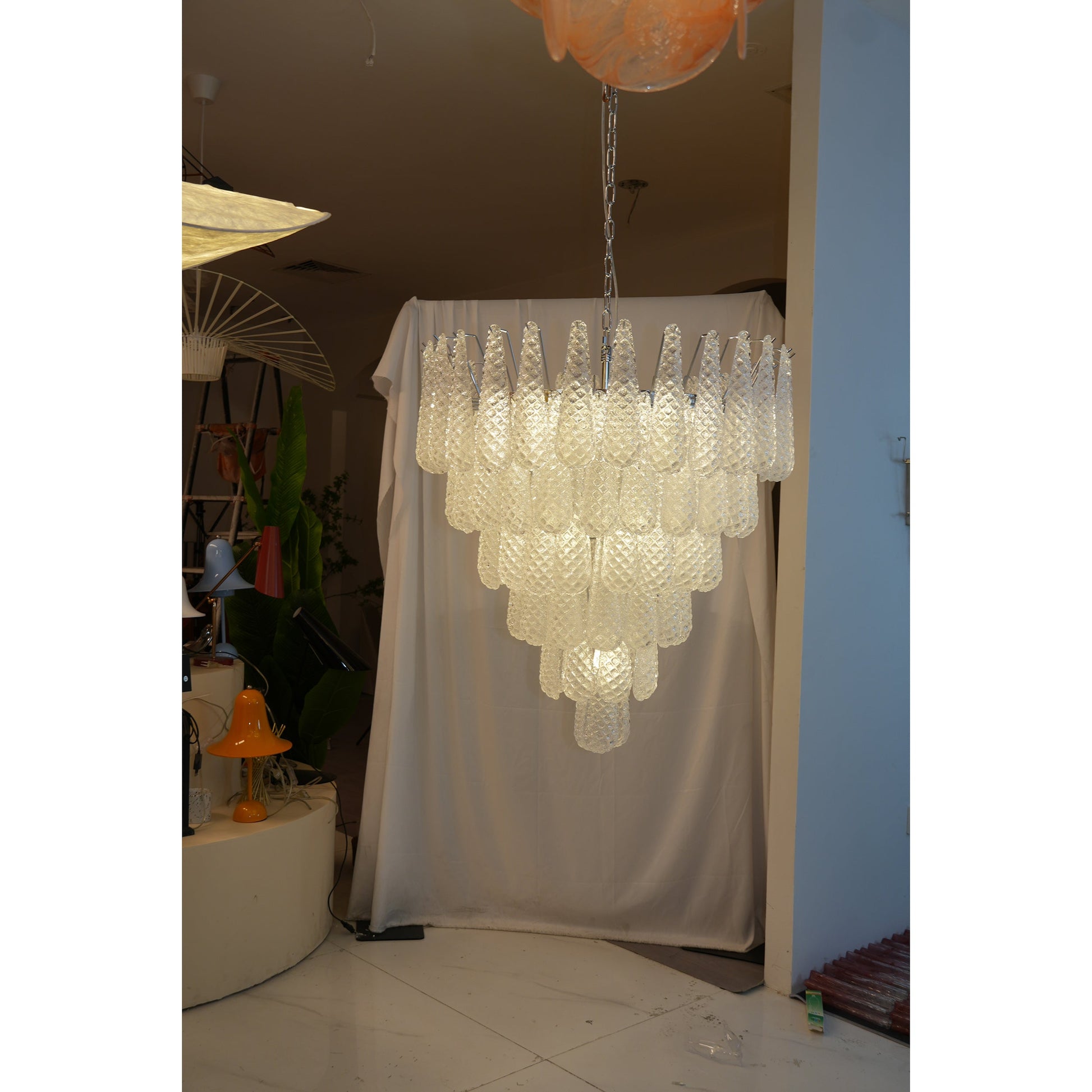 Inset Premium Drop Murano Metal Glass Chandelier - Lamp Copper