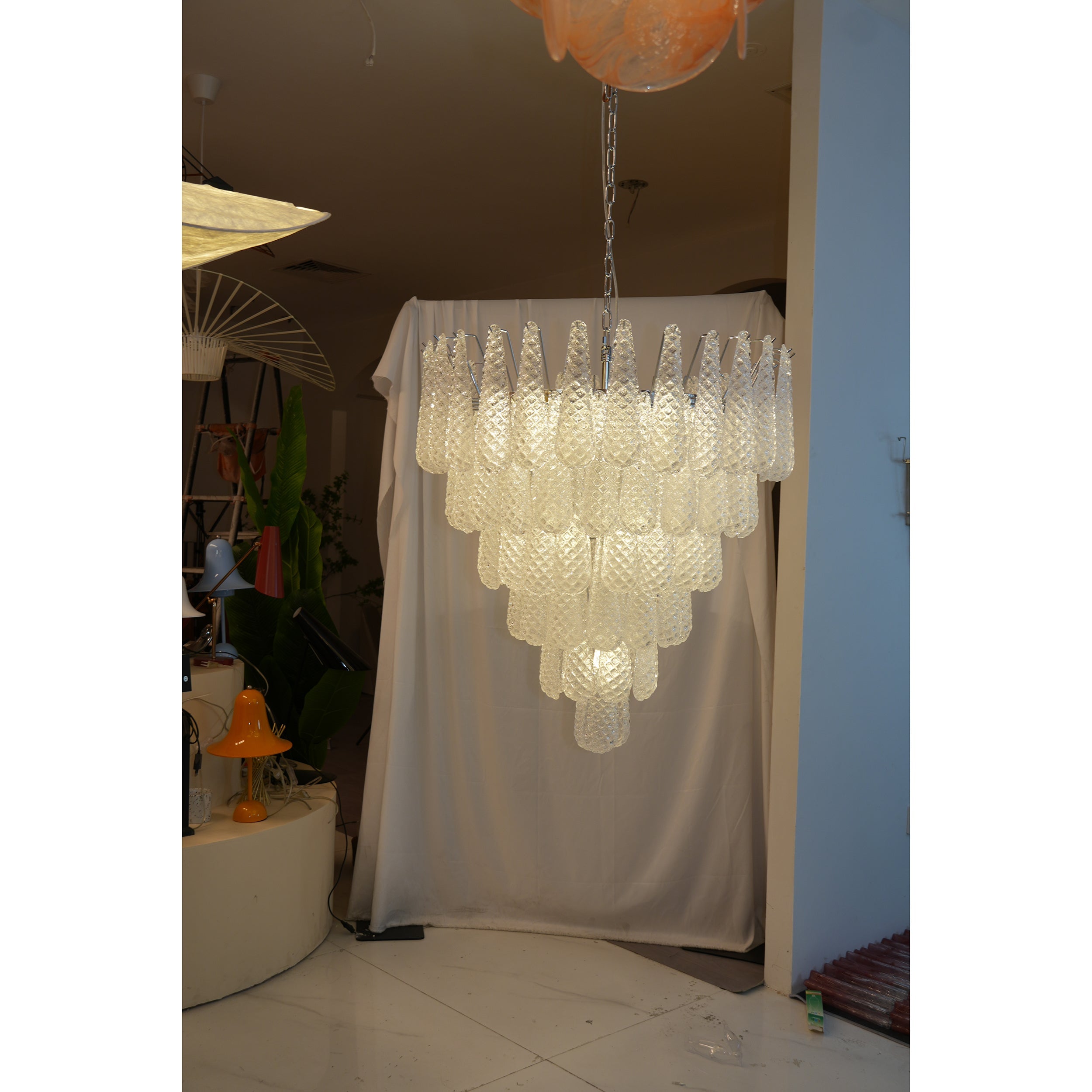 Inset Premium Drop Murano Metal Glass Chandelier - Lamp Copper