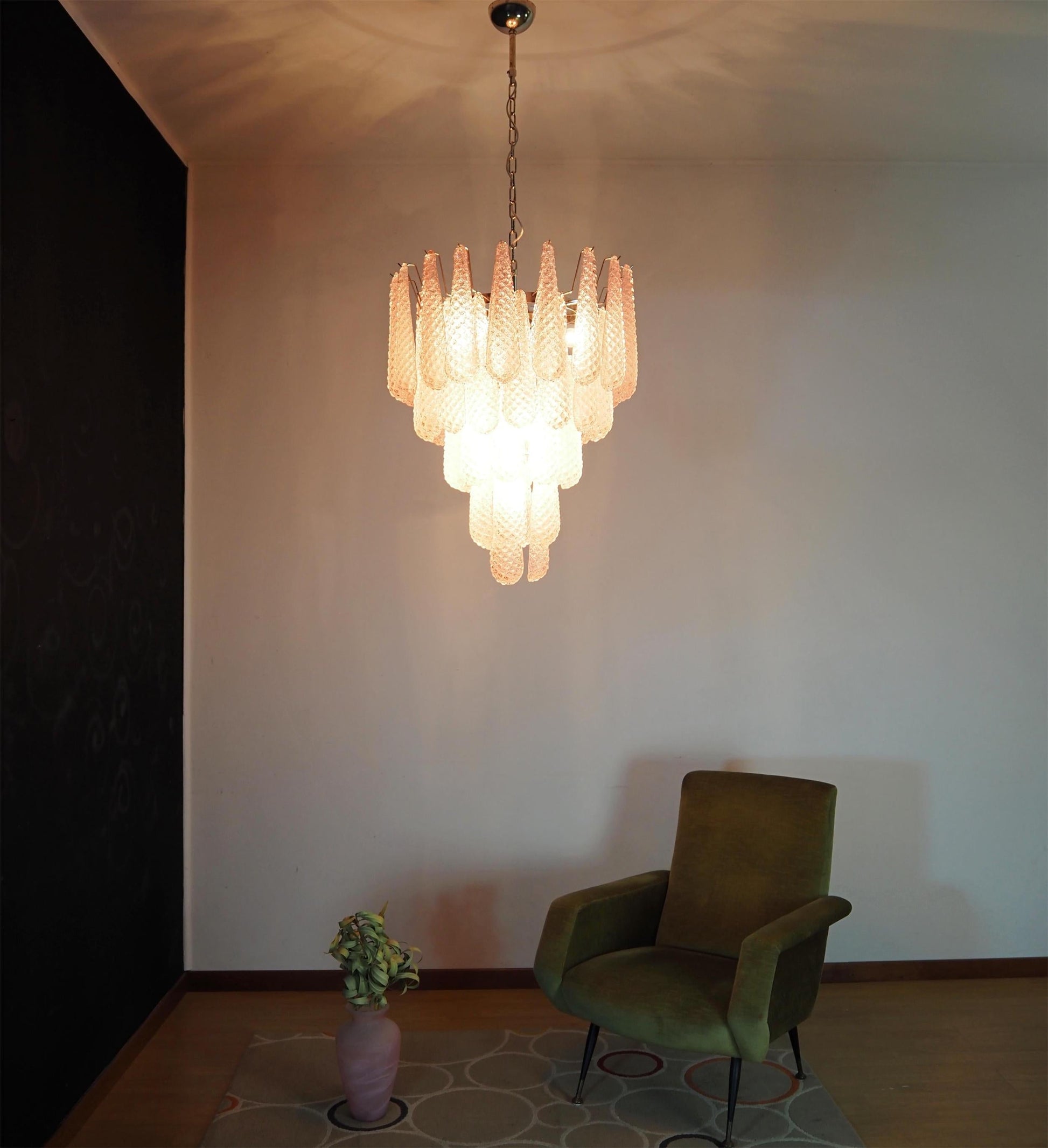 Inset Premium Drop Murano Metal Glass Chandelier - Lamp Copper