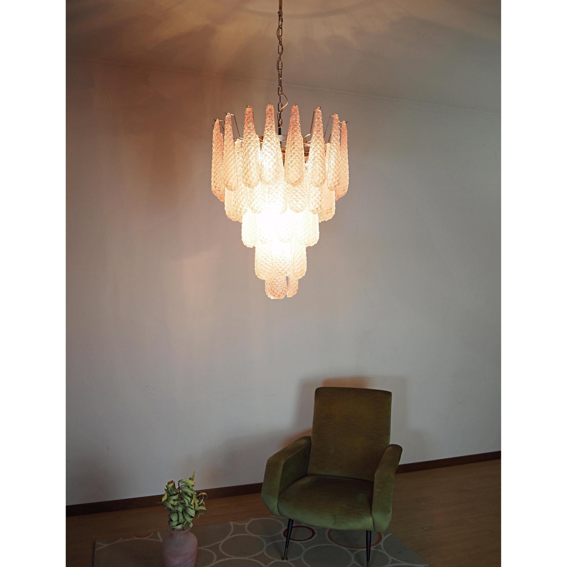 Inset Premium Drop Murano Metal Glass Chandelier - Lamp Copper