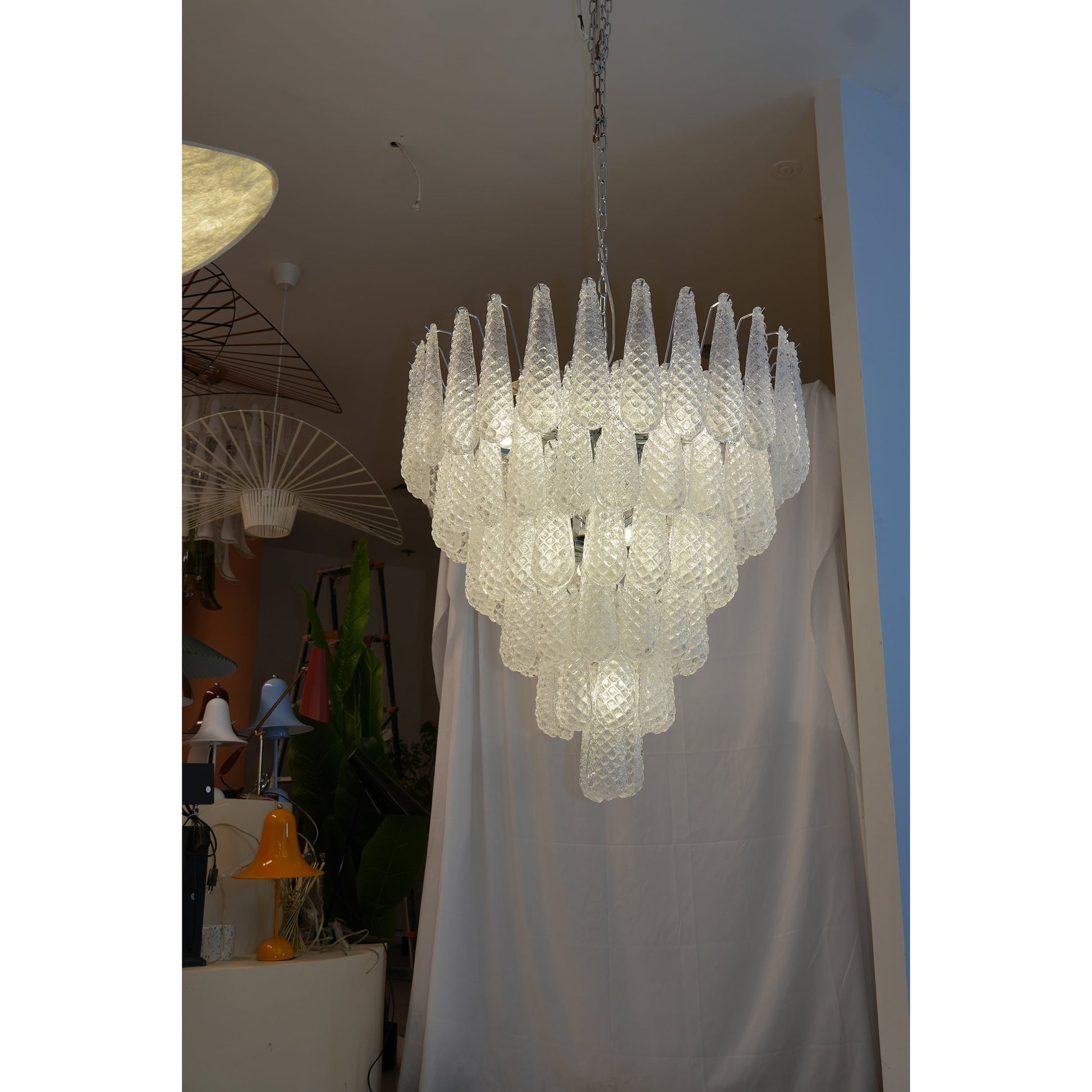 Inset Premium Drop Murano Metal Glass Chandelier - Lamp Copper