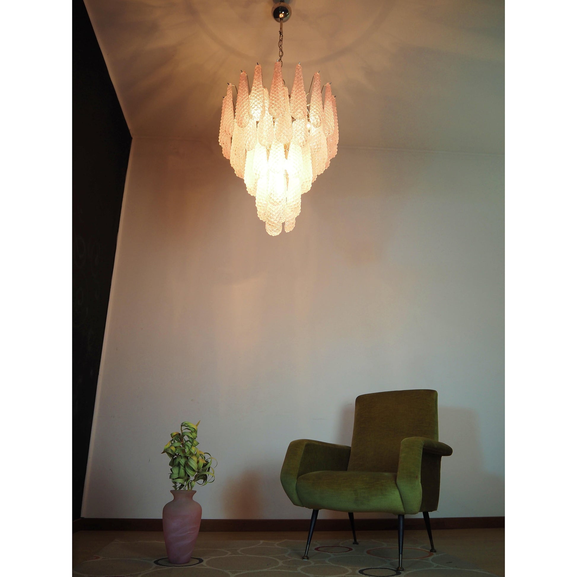 Inset Premium Drop Murano Metal Glass Chandelier - Lamp Copper