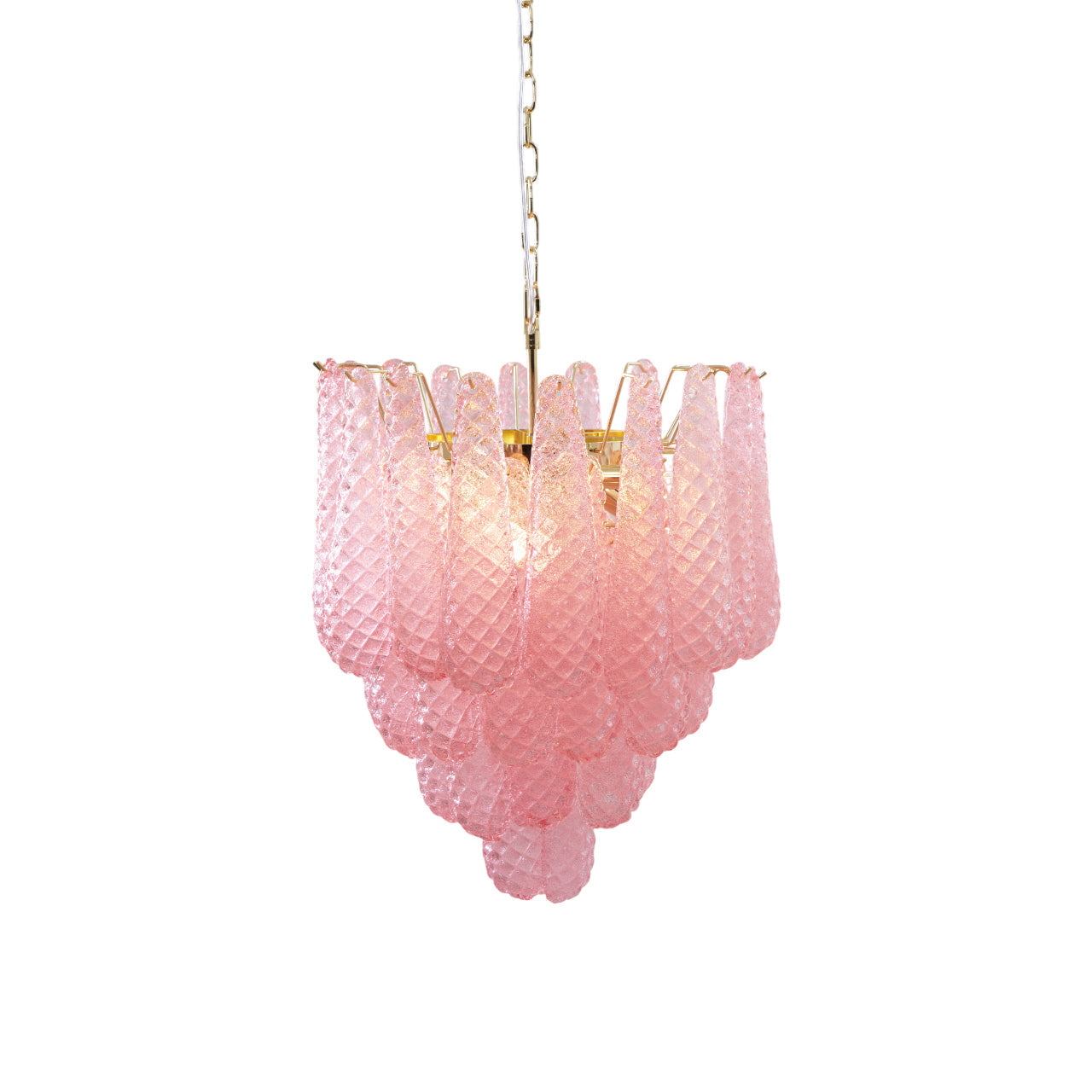 Junto Postmodern Luxury Drop Pink Metal Glass Chandelier - Lamp Copper