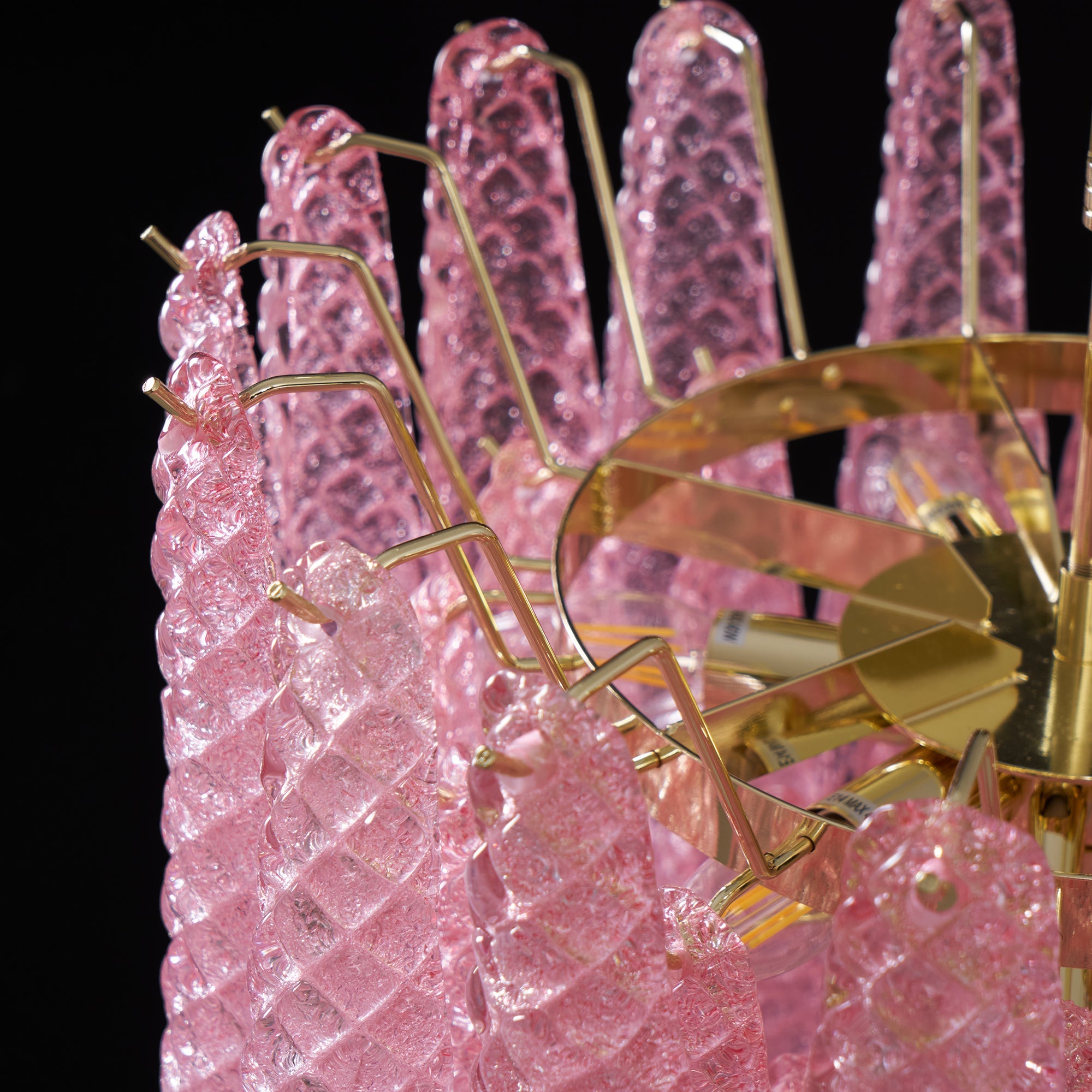 Junto Postmodern Luxury Drop Pink Metal Glass Chandelier - Lamp Copper
