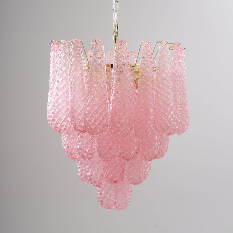 Junto Postmodern Luxury Drop Pink Metal Glass Chandelier - Lamp Copper