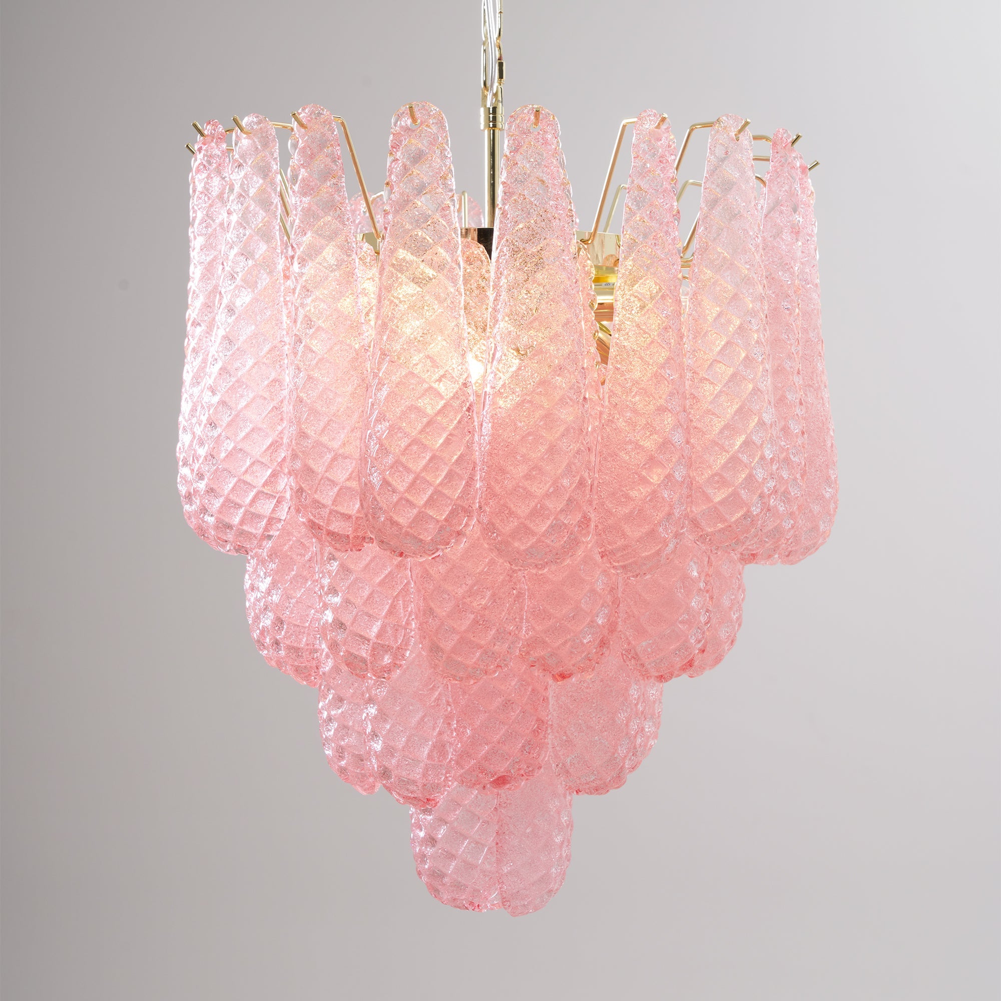 Junto Postmodern Luxury Drop Pink Metal Glass Chandelier - Lamp Copper