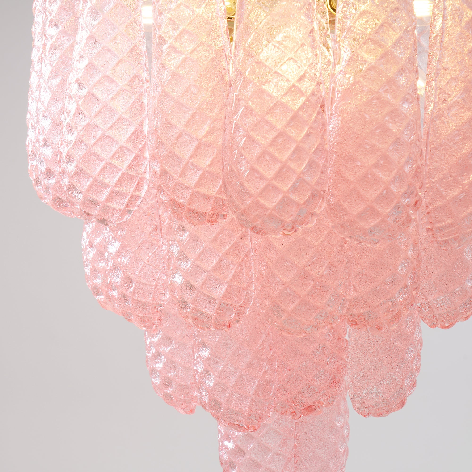 Junto Postmodern Luxury Drop Pink Metal Glass Chandelier - Lamp Copper
