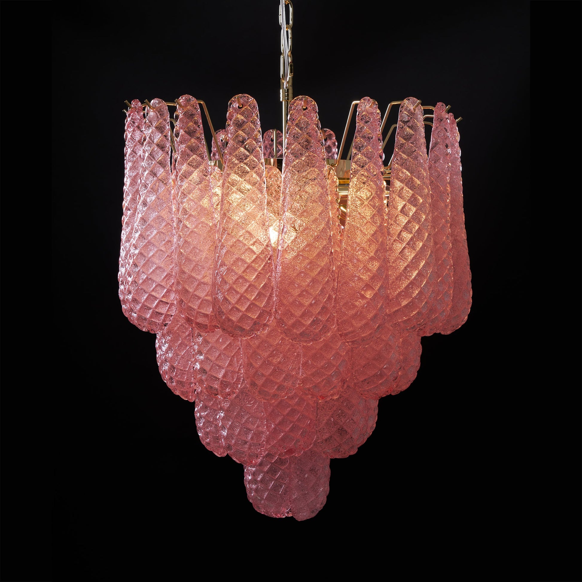 Junto Postmodern Luxury Drop Pink Metal Glass Chandelier - Lamp Copper