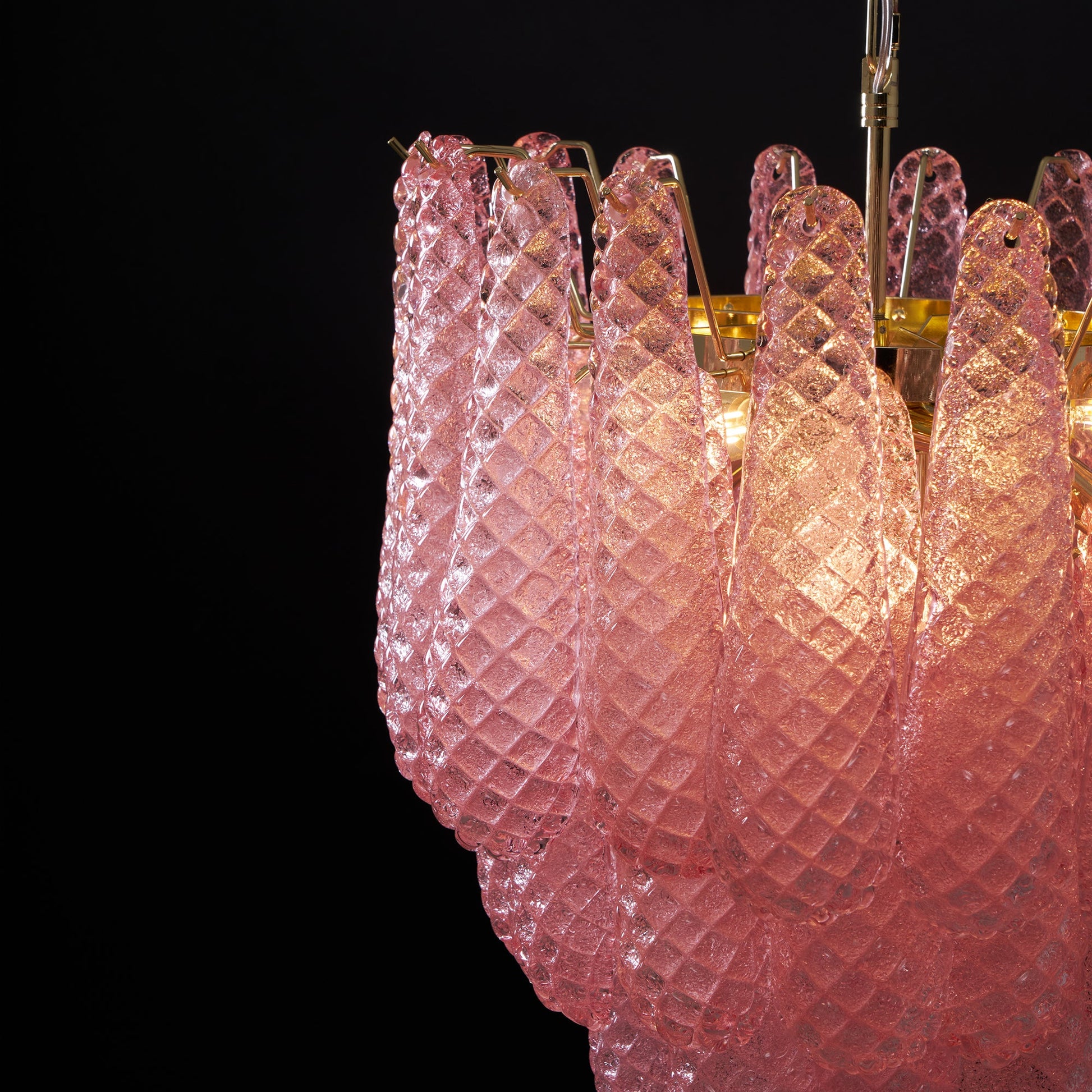 Junto Postmodern Luxury Drop Pink Metal Glass Chandelier - Lamp Copper