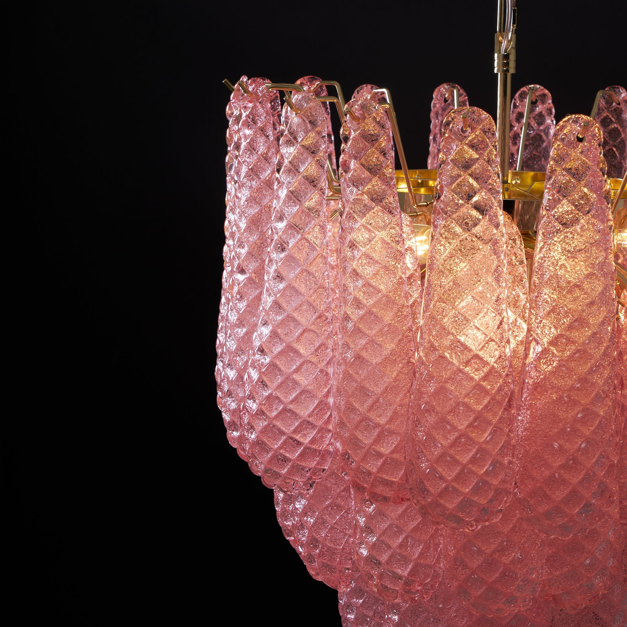 Junto Postmodern Luxury Drop Pink Metal Glass Chandelier - Lamp Copper