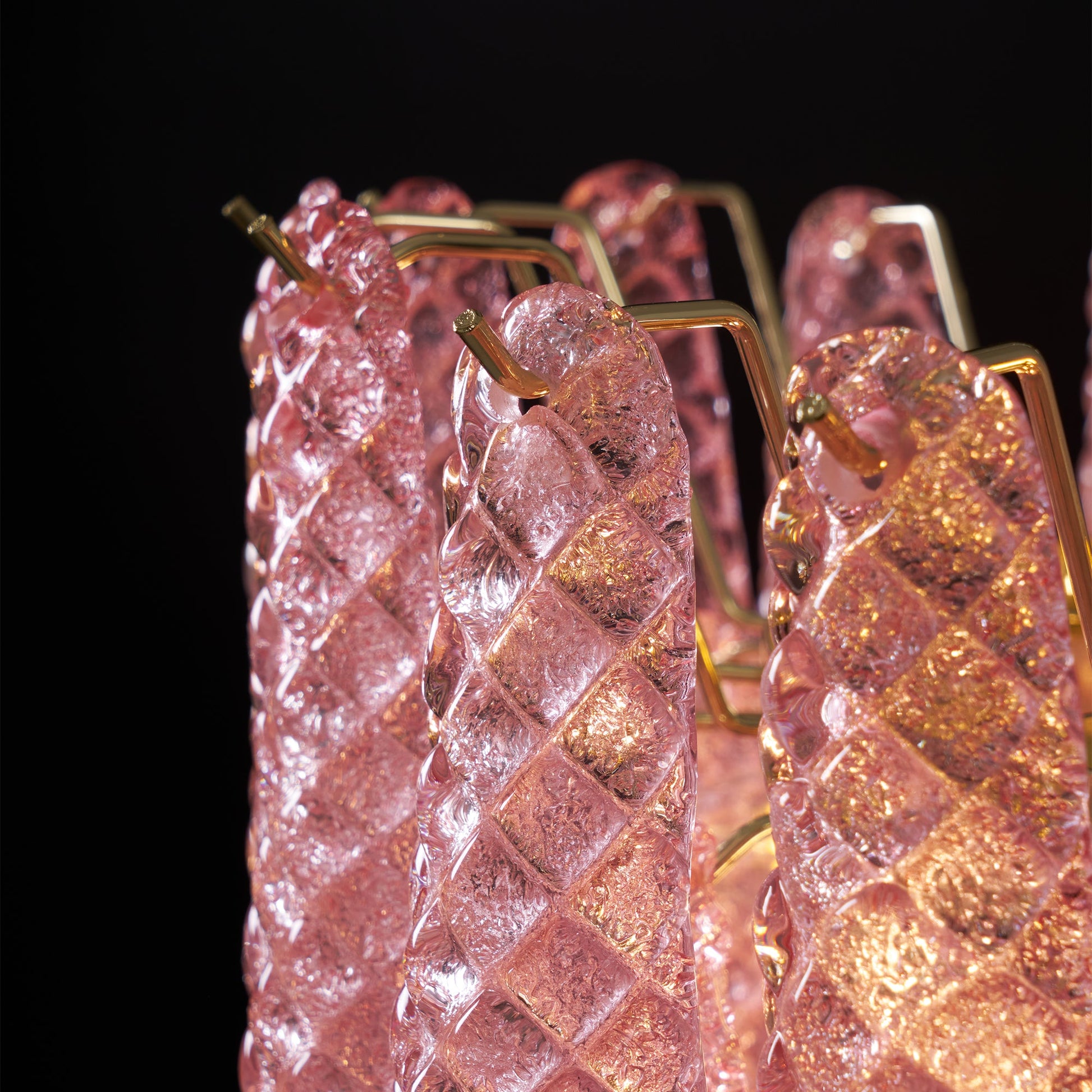 Junto Postmodern Luxury Drop Pink Metal Glass Chandelier - Lamp Copper