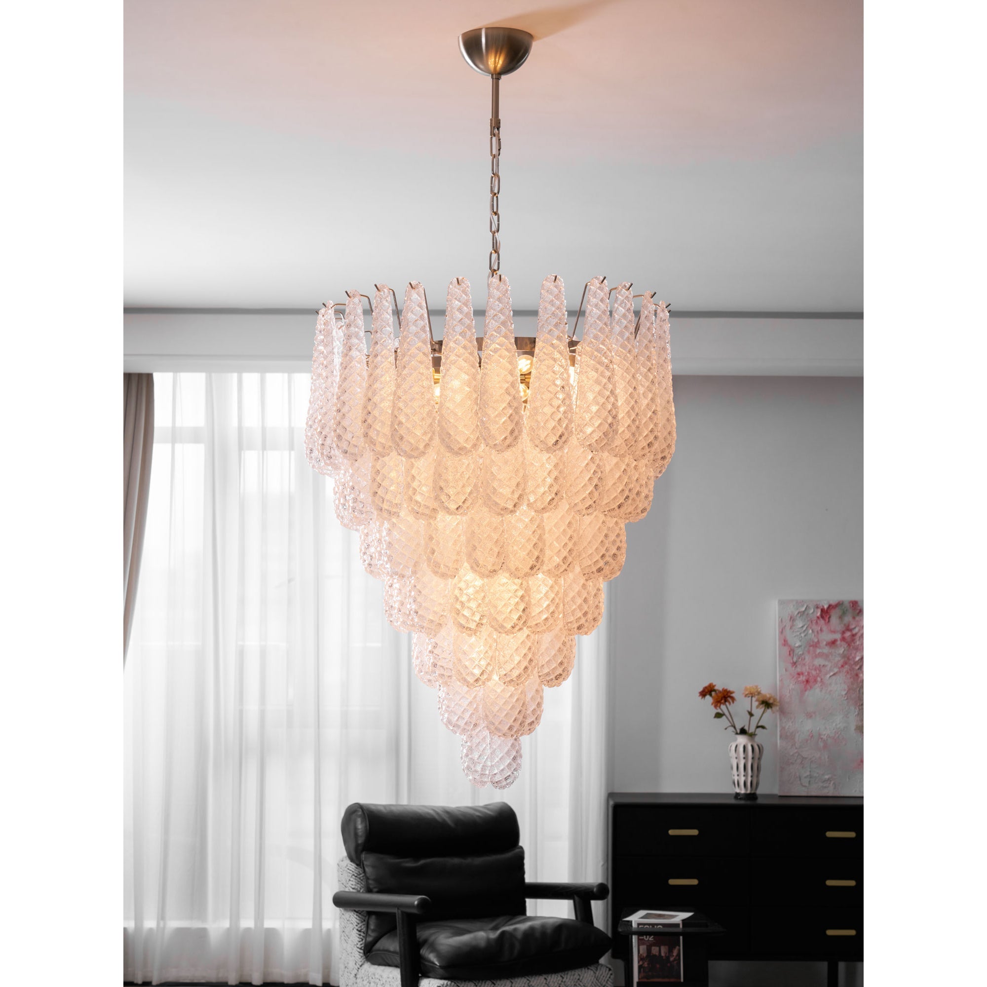 Inset Premium Drop Murano Metal Glass Chandelier - Lamp Copper