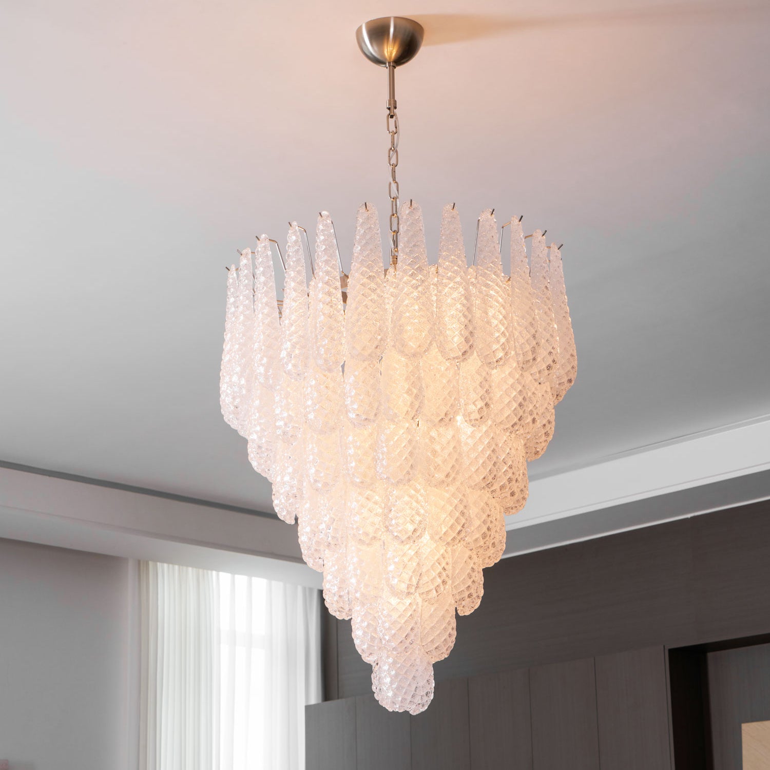 Inset Premium Drop Murano Metal Glass Chandelier - Lamp Copper
