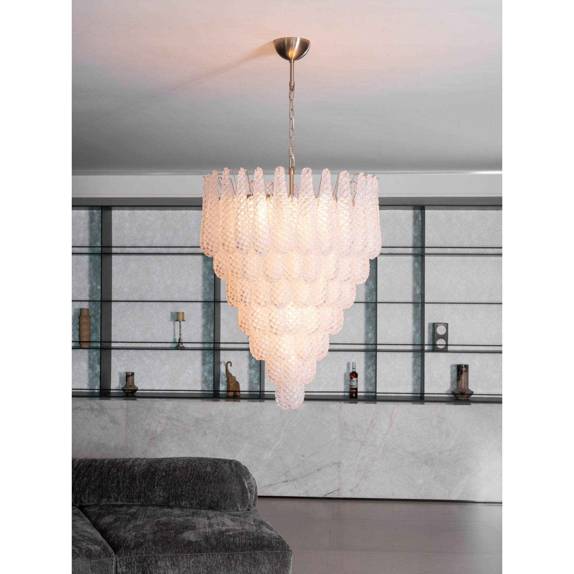 Inset Premium Drop Murano Metal Glass Chandelier - Lamp Copper