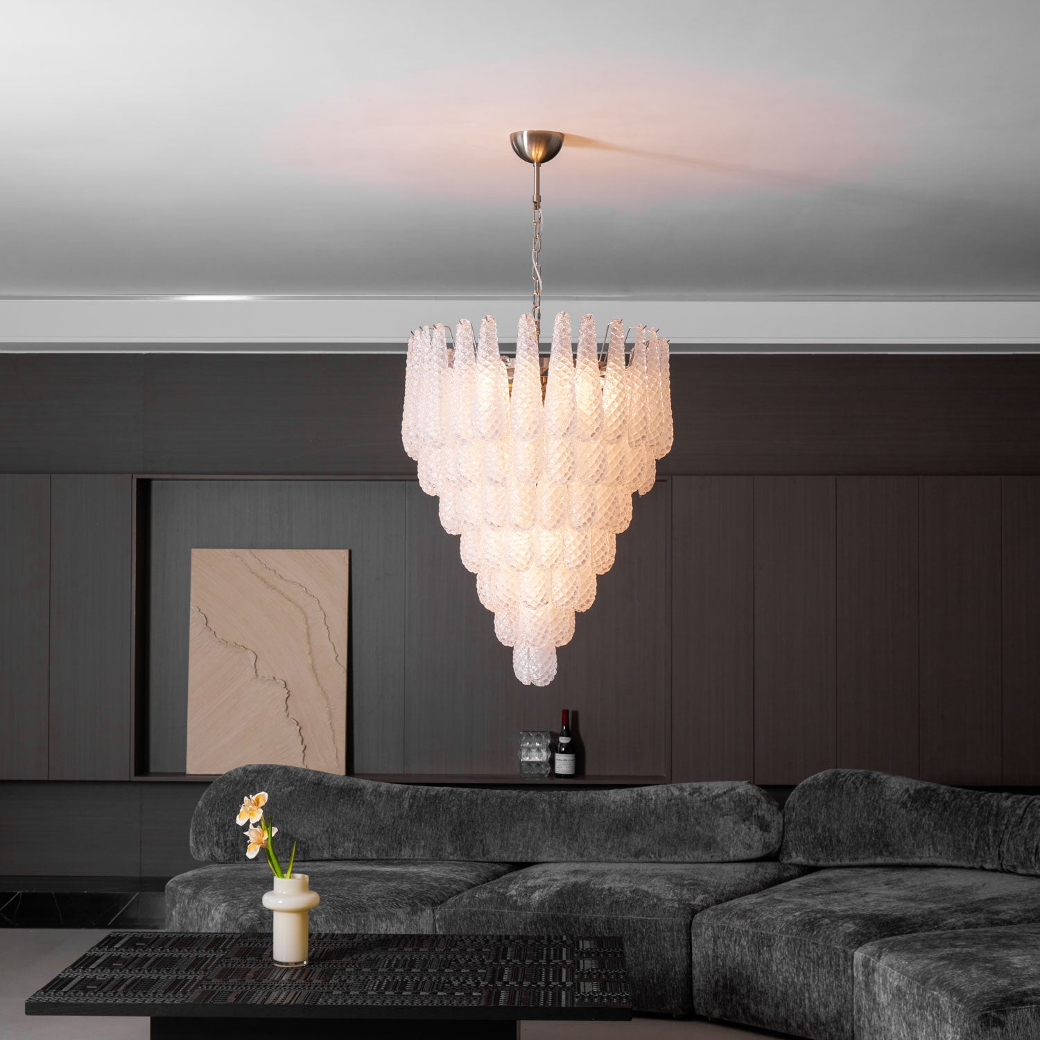 Inset Premium Drop Murano Metal Glass Chandelier - Lamp Copper