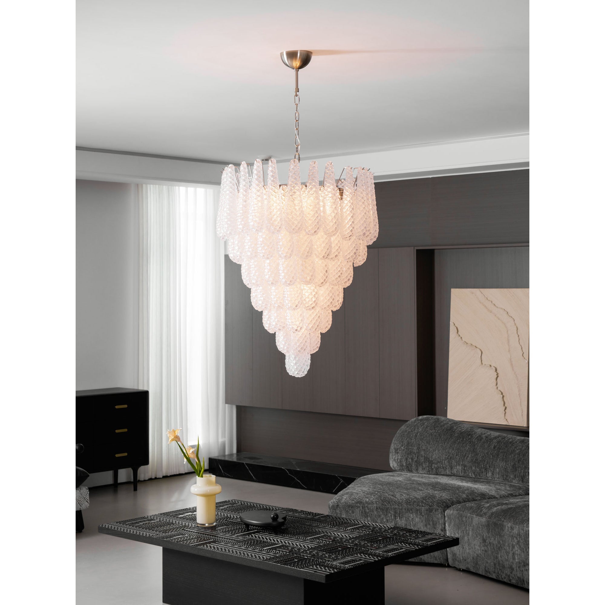 Inset Premium Drop Murano Metal Glass Chandelier - Lamp Copper