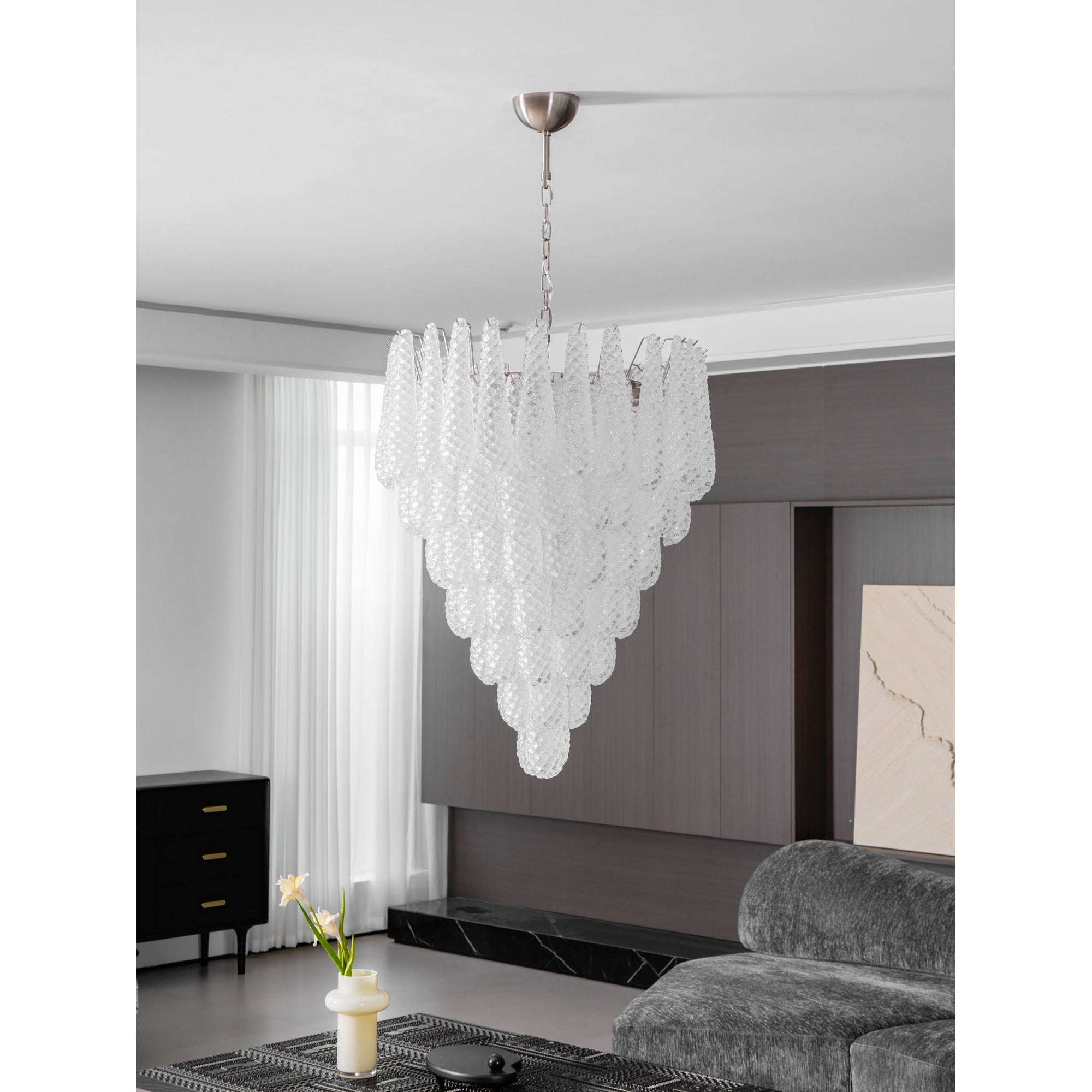 Inset Premium Drop Murano Metal Glass Chandelier - Lamp Copper