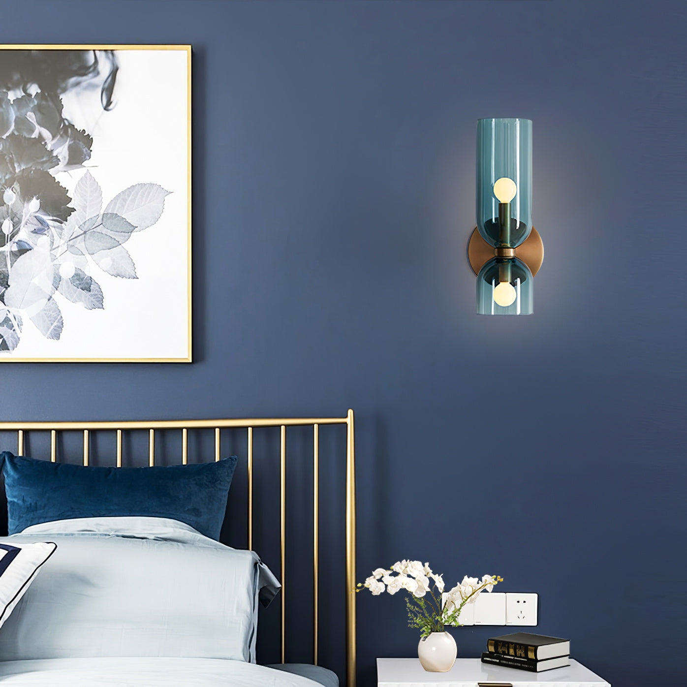 Chime Modern Minimalist Brass Glass Wall Lamp - Lamp Copper