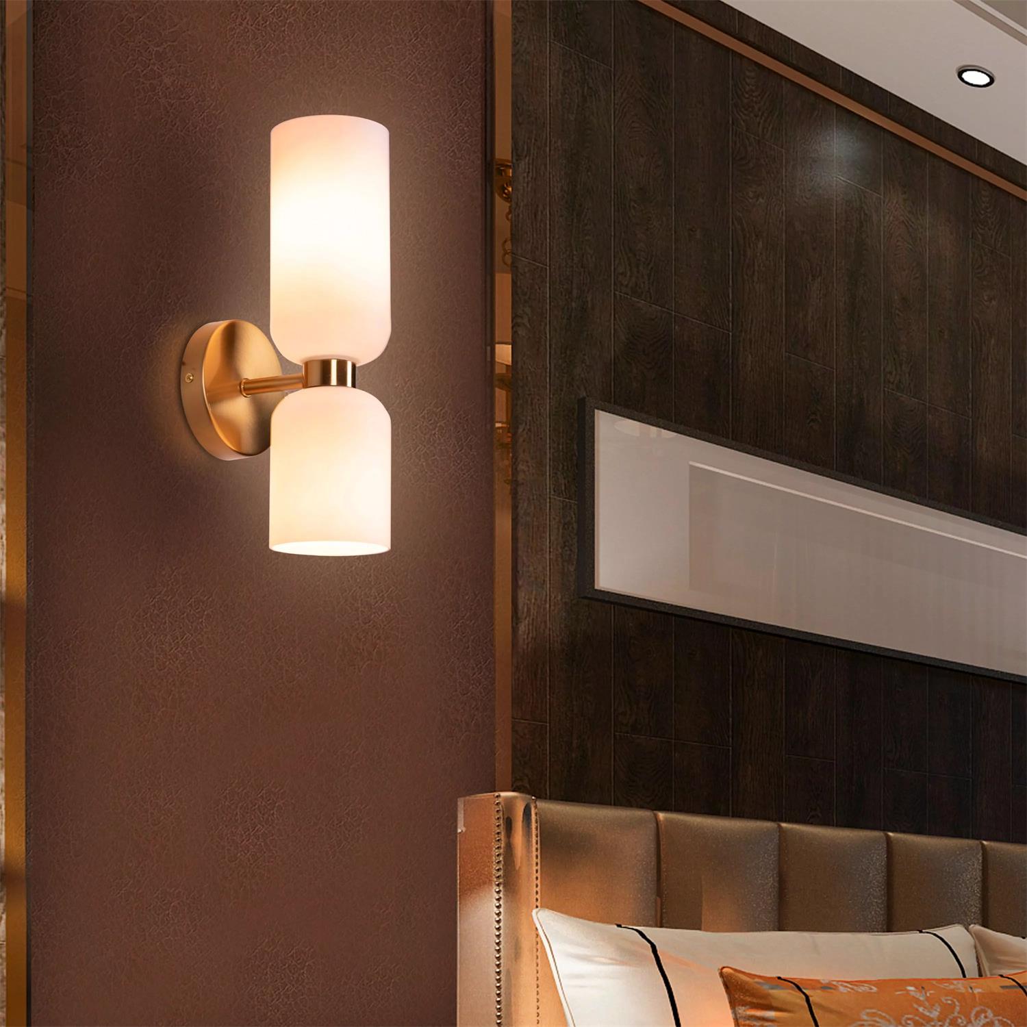 Chime Modern Minimalist Brass Glass Wall Lamp - Lamp Copper