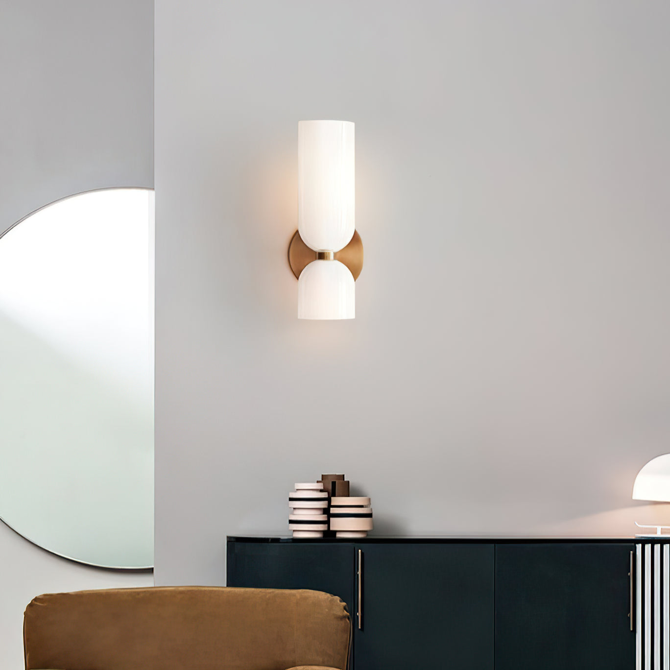 Chime Modern Minimalist Brass Glass Wall Lamp - Lamp Copper