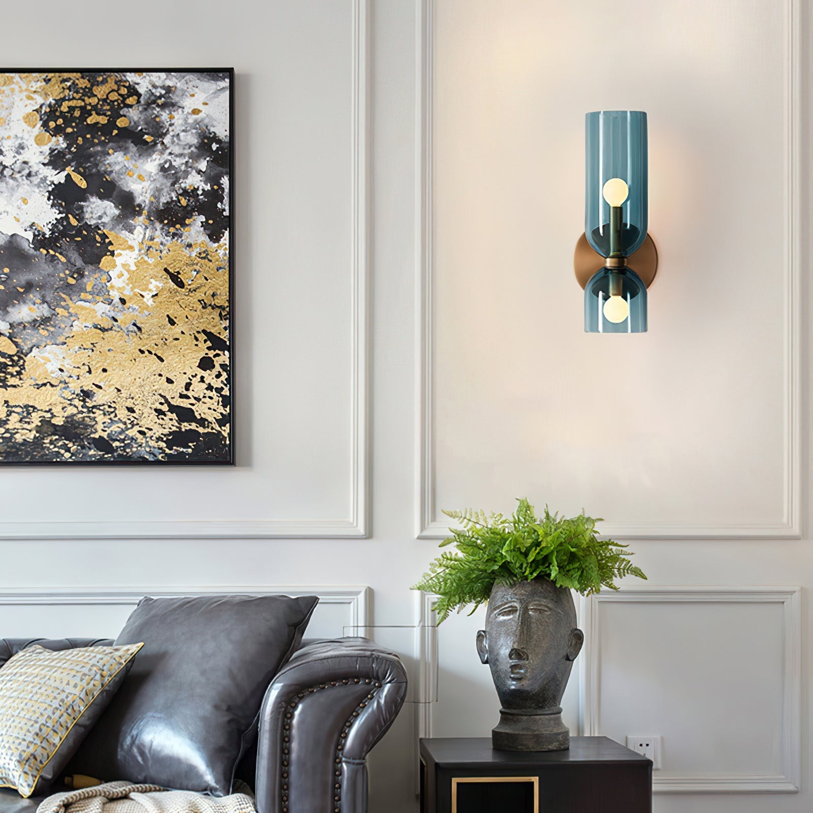 Chime Modern Minimalist Brass Glass Wall Lamp - Lamp Copper