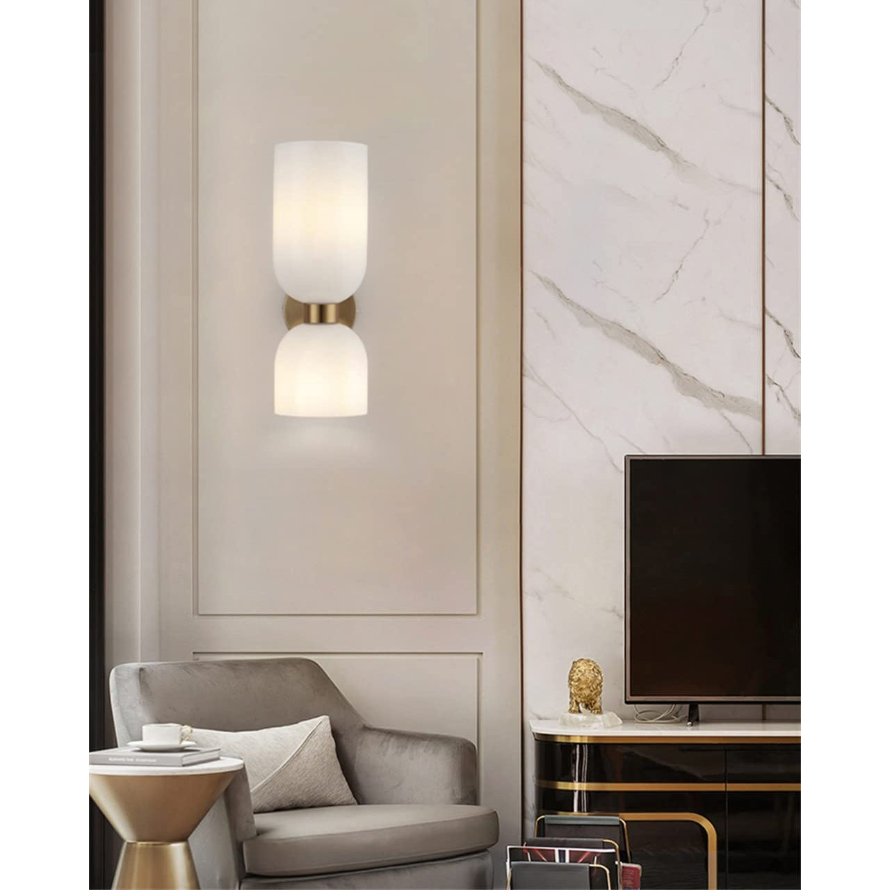 Chime Modern Minimalist Brass Glass Wall Lamp - Lamp Copper