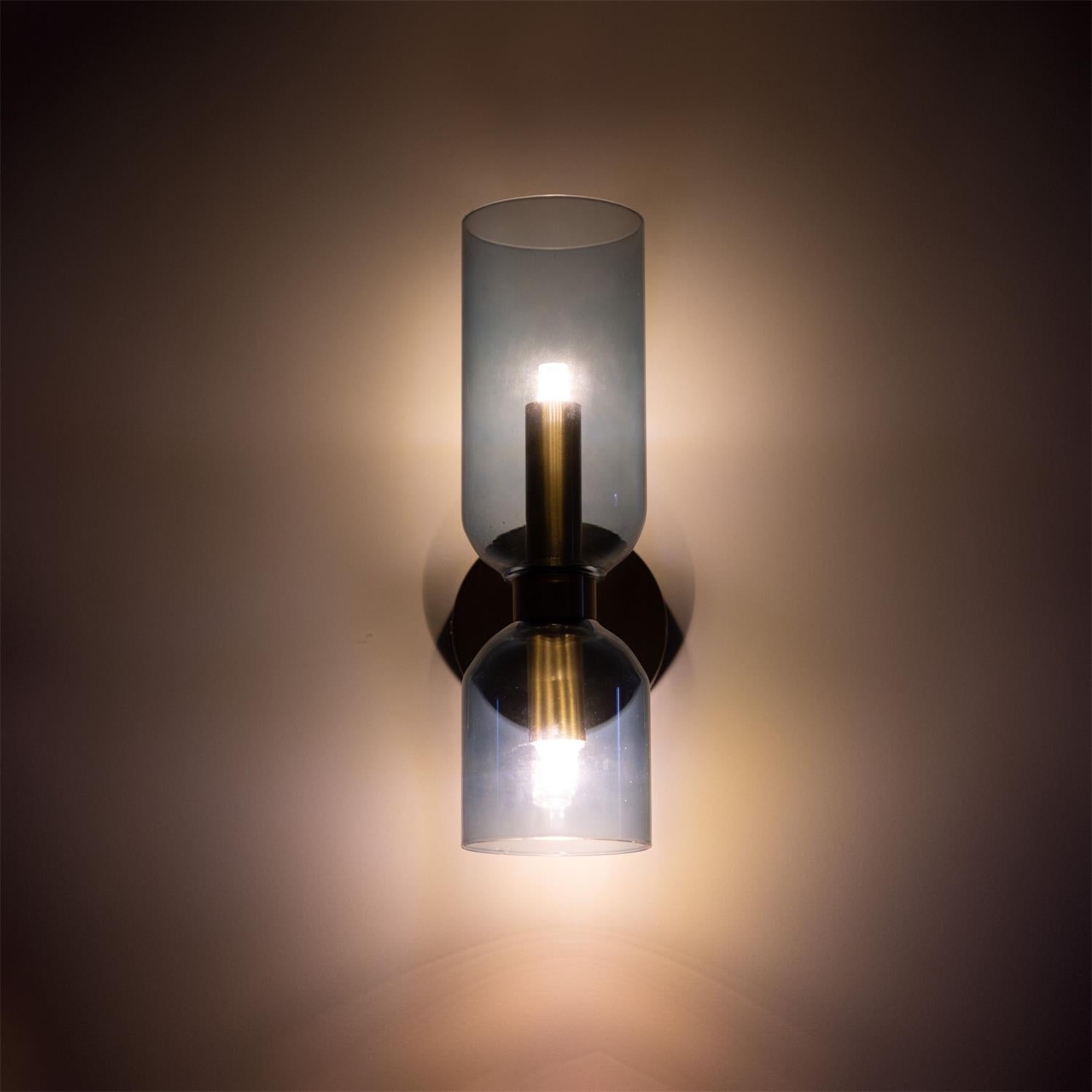 Chime Modern Minimalist Brass Glass Wall Lamp - Lamp Copper
