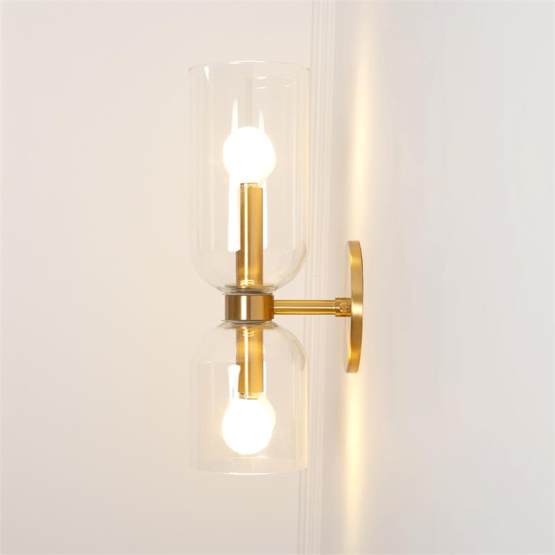 Chime Modern Minimalist Brass Glass Wall Lamp - Lamp Copper