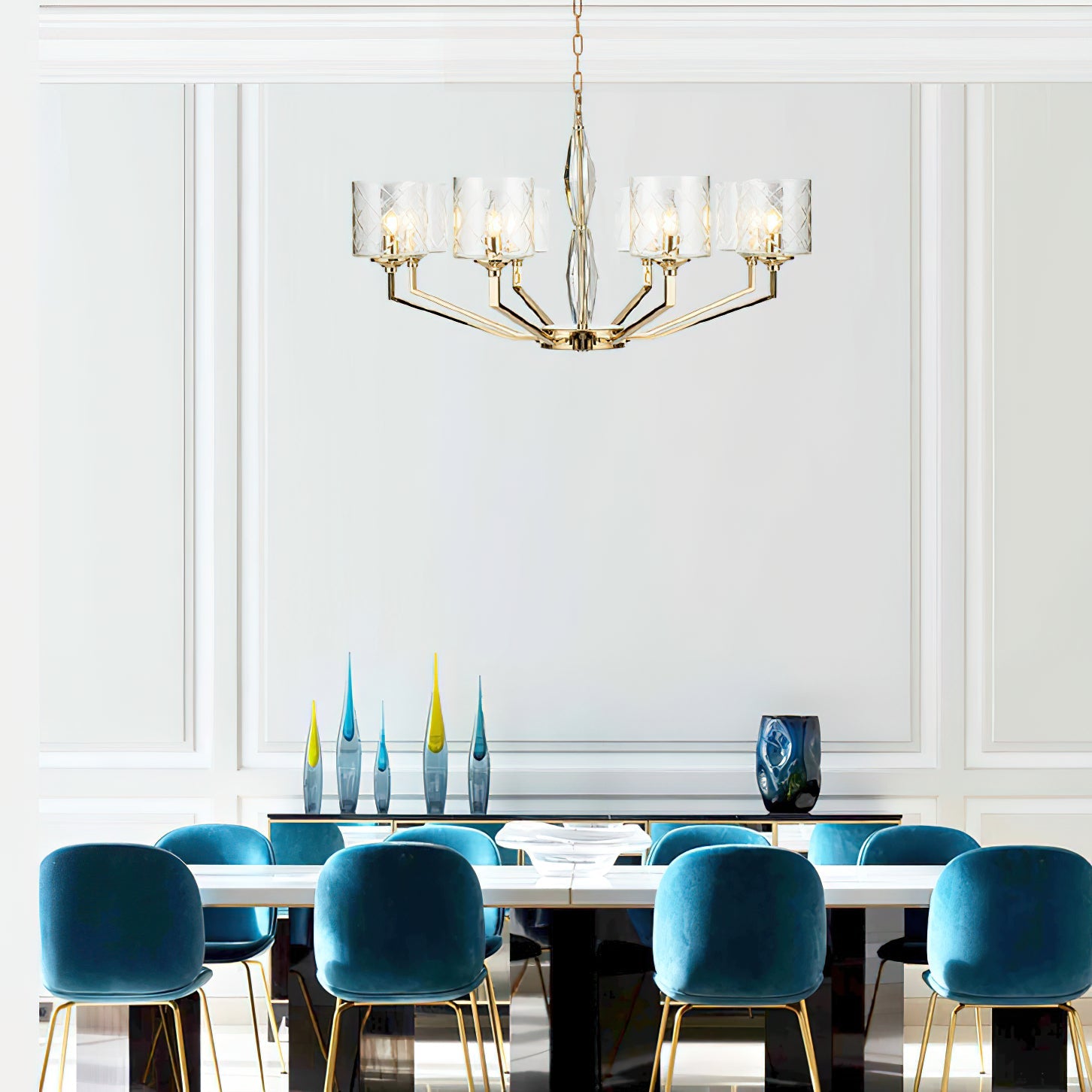 Dew Postmodern Luxury Brass Glass Chandelier - Lamp Copper