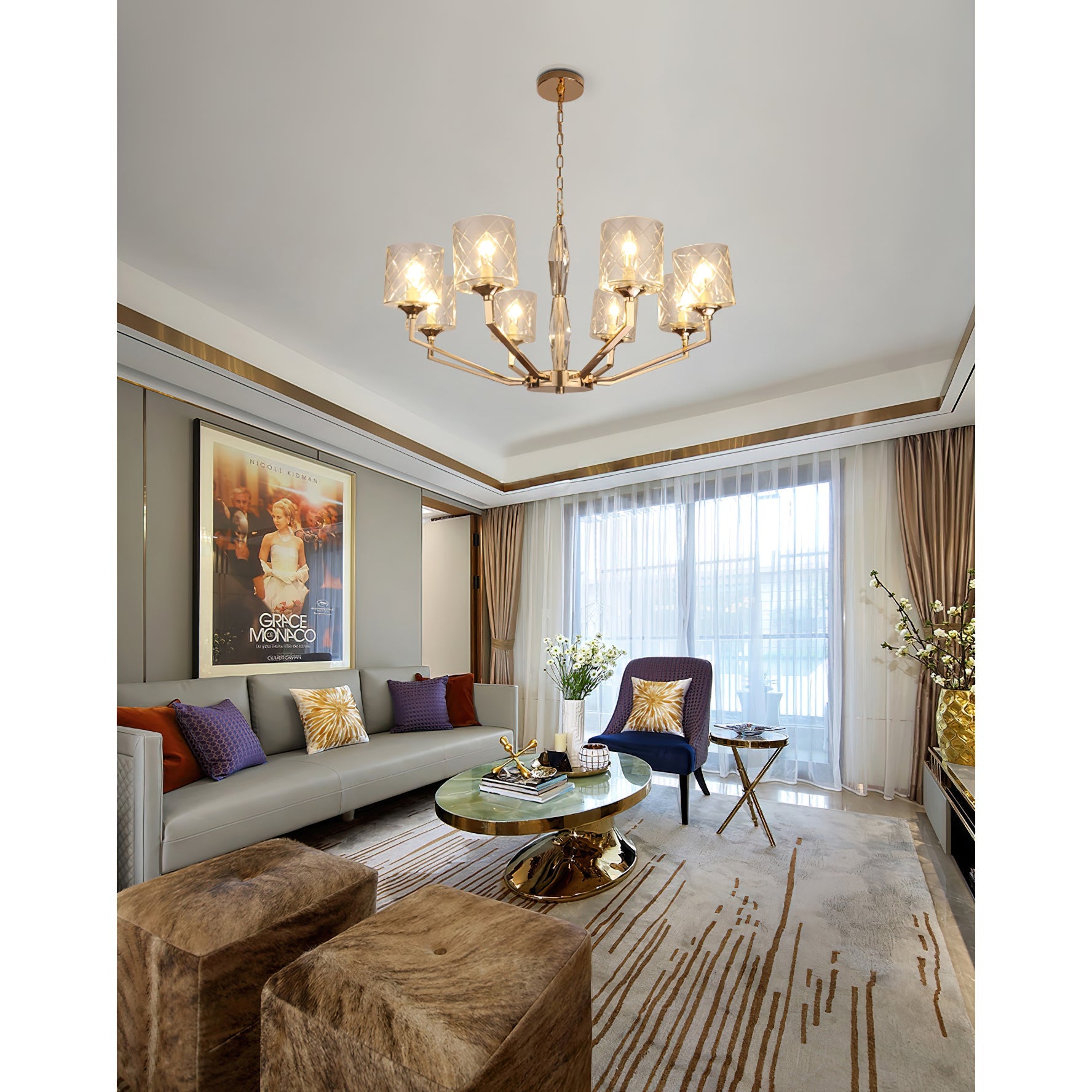 Dew Postmodern Luxury Brass Glass Chandelier - Lamp Copper