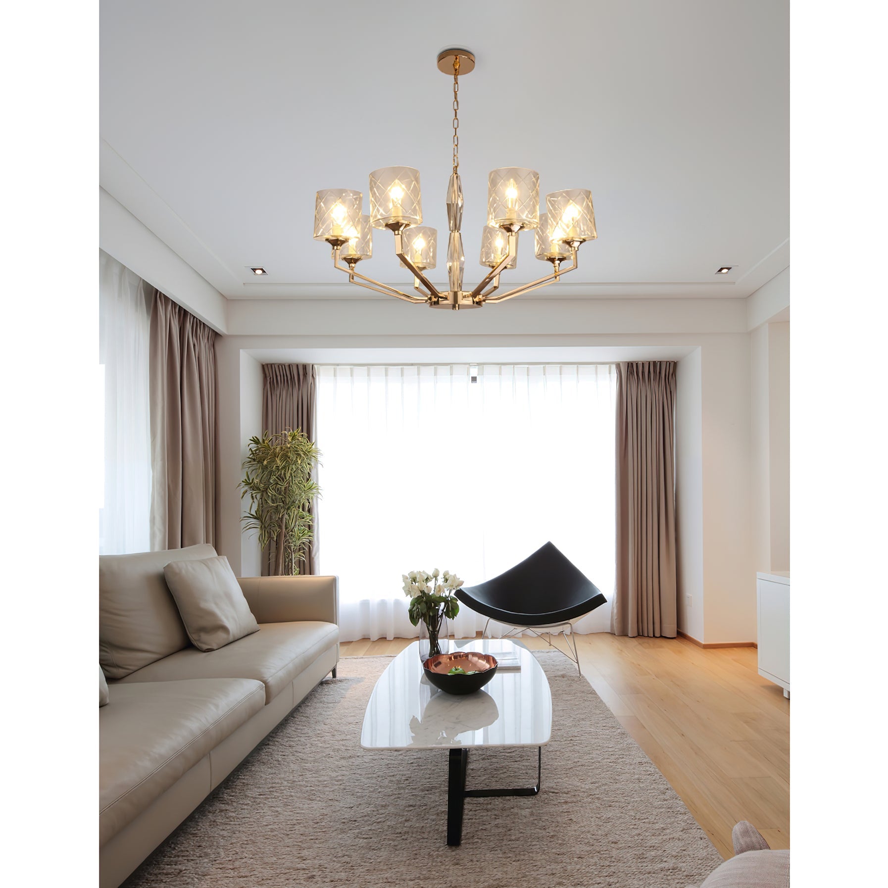Dew Postmodern Luxury Brass Glass Chandelier - Lamp Copper