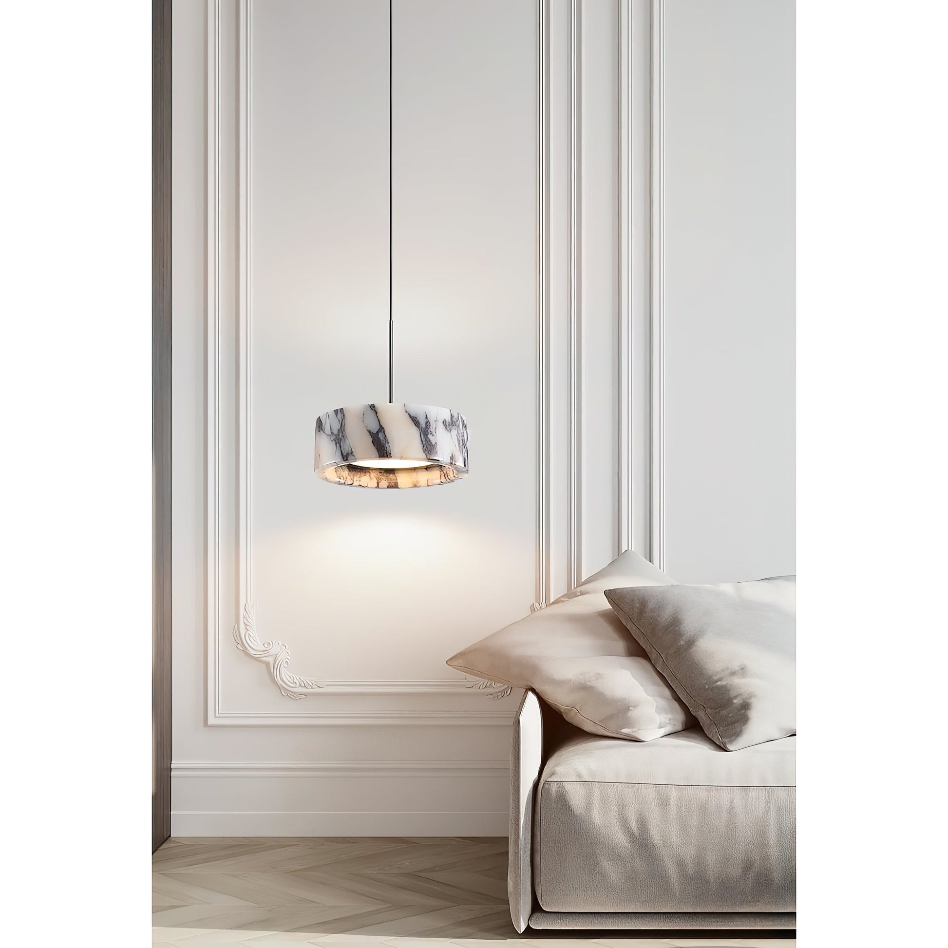 Glide Modern Minimalist Marble Metal Pendant Lamp - Lamp Copper