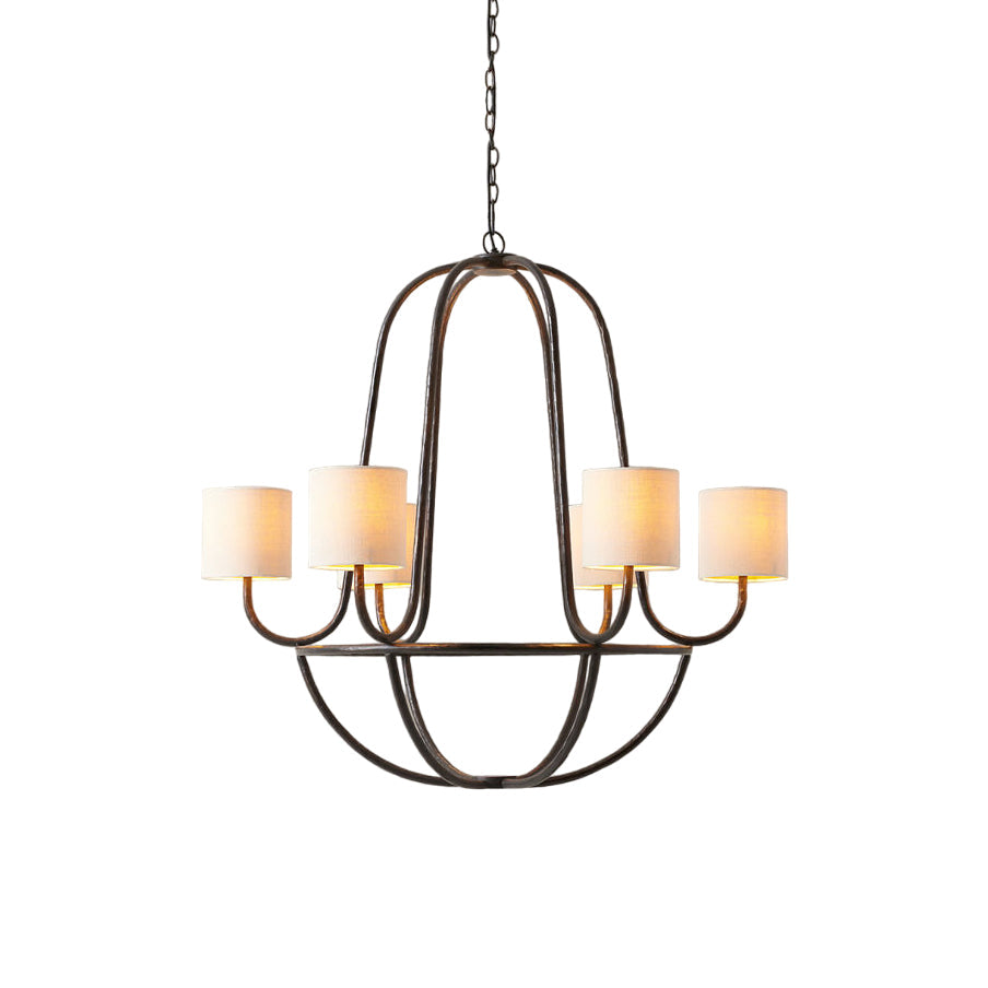 Lithe Vintage Industrial Brass Metal Fabric Chandelier - Lamp Copper