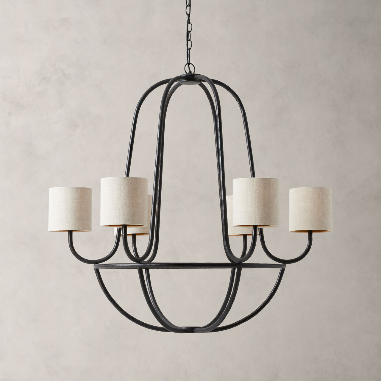 Lithe Vintage Industrial Brass Metal Fabric Chandelier - Lamp Copper