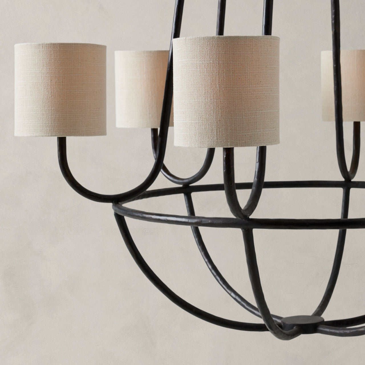 Lithe Vintage Industrial Brass Metal Fabric Chandelier - Lamp Copper